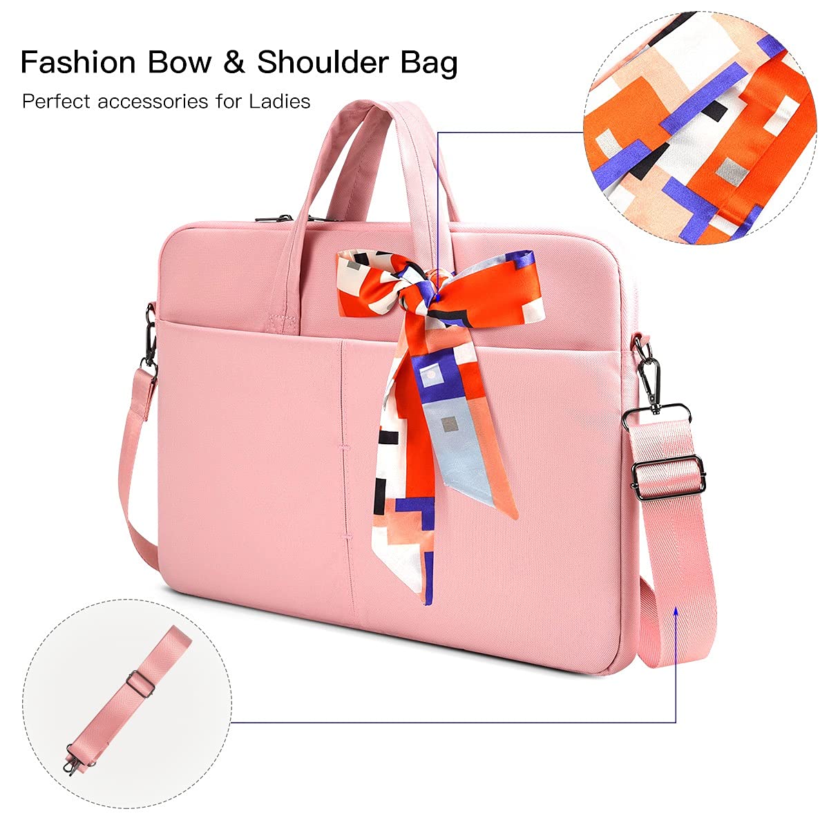 15.6 Inch Laptop Sleeve Shoulder Bag for Women - Protective Case Compatible with MacBook Pro 16 M3/M2/M1, Dell Inspiron 15, HP Envy/Pavilion 15.6, Acer Aspire 15, Lenovo IdeaPad 3 - Perfect for Work, School & Travel (Pink)
