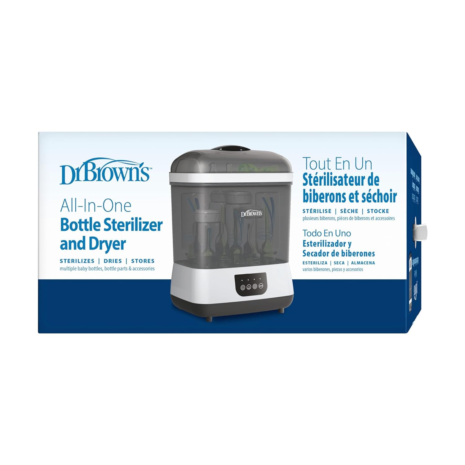 Dr. Brown's All-in-One Baby Bottle Sterilizer and Dryer - Sanitizer for Bottles, Pacifiers, Breast Pump Parts & Newborn Essentials - Perfect for Daycare, Travel & Home Use