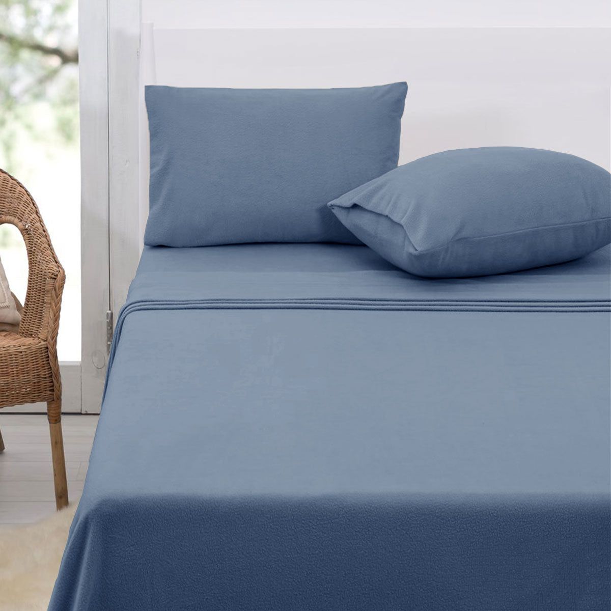 Polar Fleece Sheet Set Queen Size 36cm Wall Airforce Blue - Ultra Soft & Warm Flannel Bedding for Winter Comfort - Perfect for Cold Nights, Cozy Bedrooms & Guest Rooms