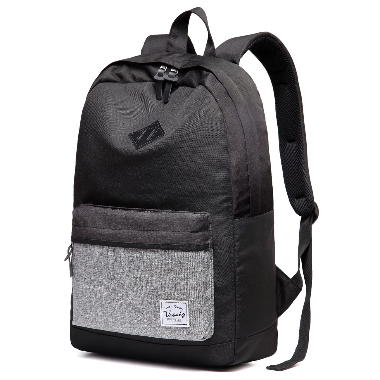 VASCHY Waterproof Backpack for Work & School - Black Daypack for Men & Women