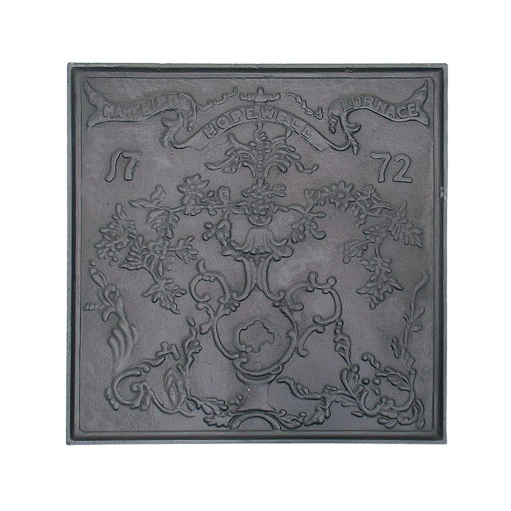 Hopewell Cast Iron Fireback - Antique Style Fireplace Back Panel for Heat Reflection & Protection - Perfect for Traditional & Rustic Home Decor