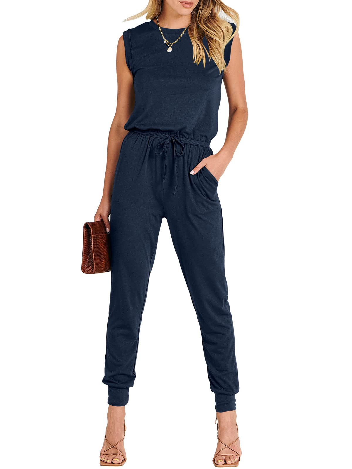 ANRABESS Women's Summer Sleeveless Jumpsuit - Casual Loose Stretchy Romper Dress, Trendy Outfit 2025 | Perfect for Beach Vacations, Weekend Outings & Summer Parties