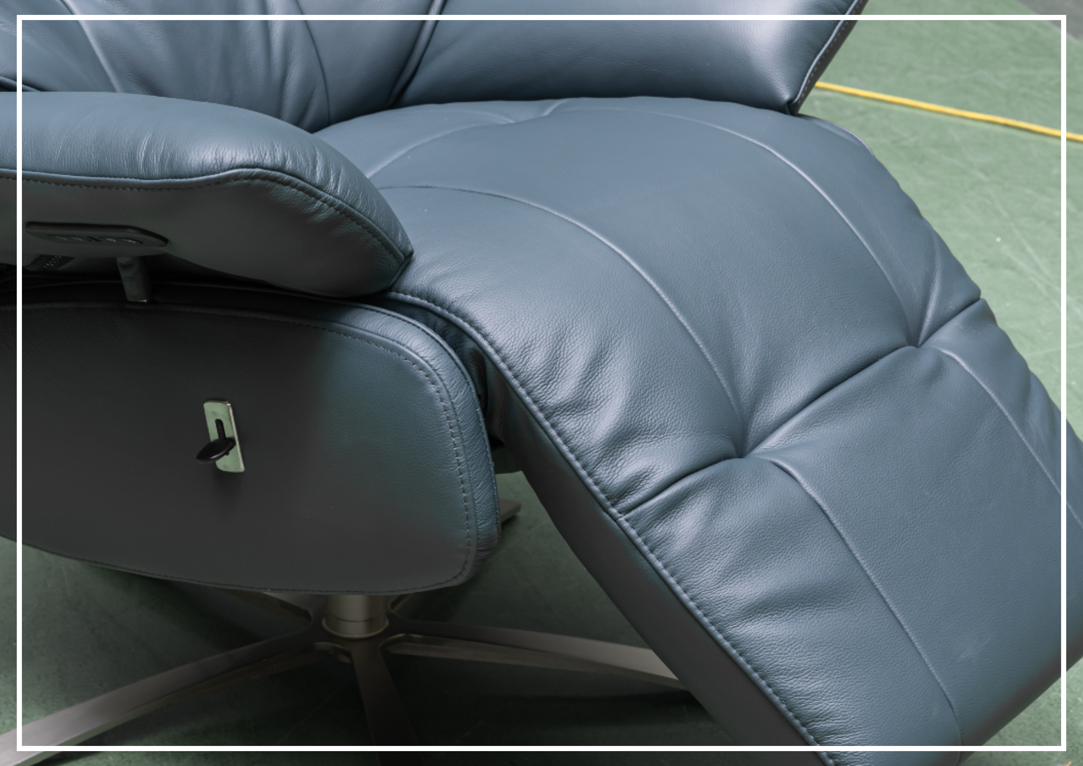 Klaussner Serano Blaze Blue Leather Swivel Power Recliner Lift Chair - Electric Massage Recliner for Living Room, Home Theater & Elderly Care - Comfortable Adjustable Sofa with USB Charging Port