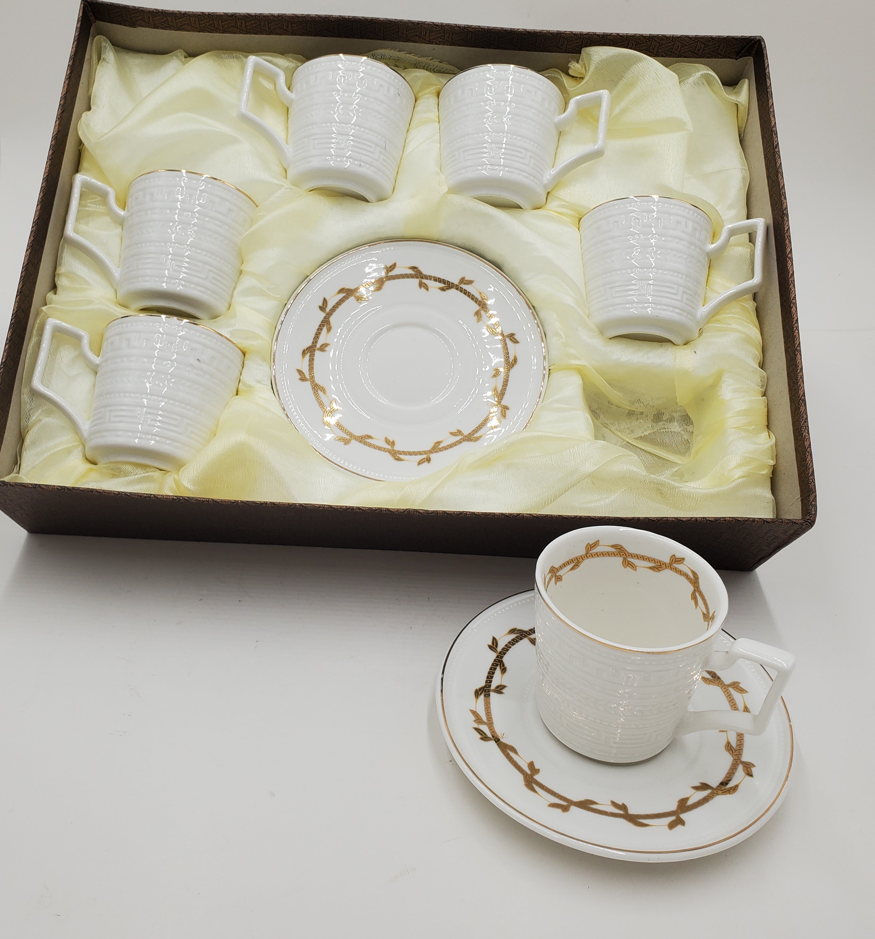 6-Piece Gold Coffee Set - Elegant Coffee Cups & Saucers for Home, Office, or Gift - Perfect for Espresso, Latte, and Tea Time