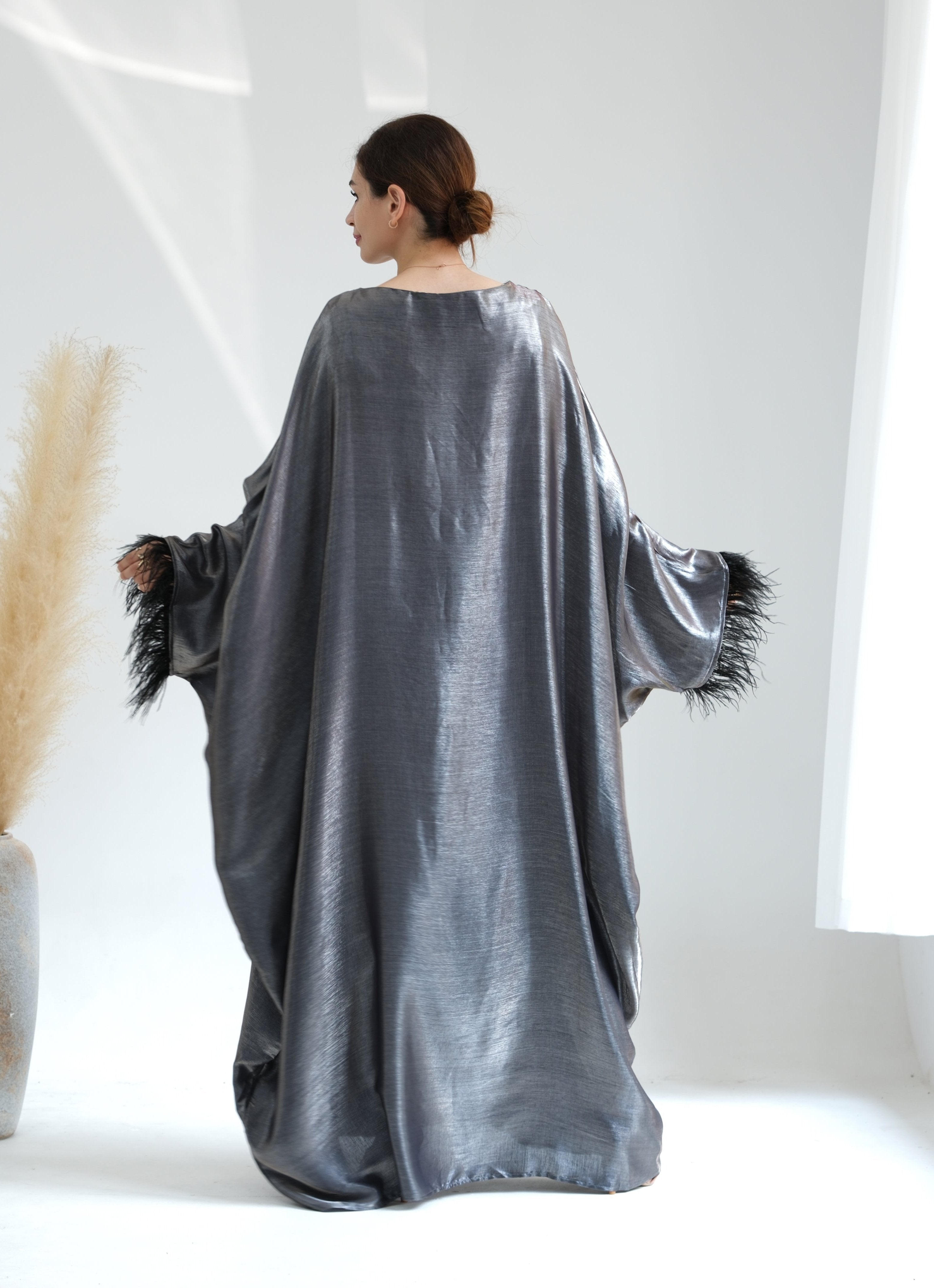 Elegant Marianne Butterfly Abaya Dress - Silver Islamic Modest Fashion for Women | Perfect for Prayer, Eid, and Special Occasions