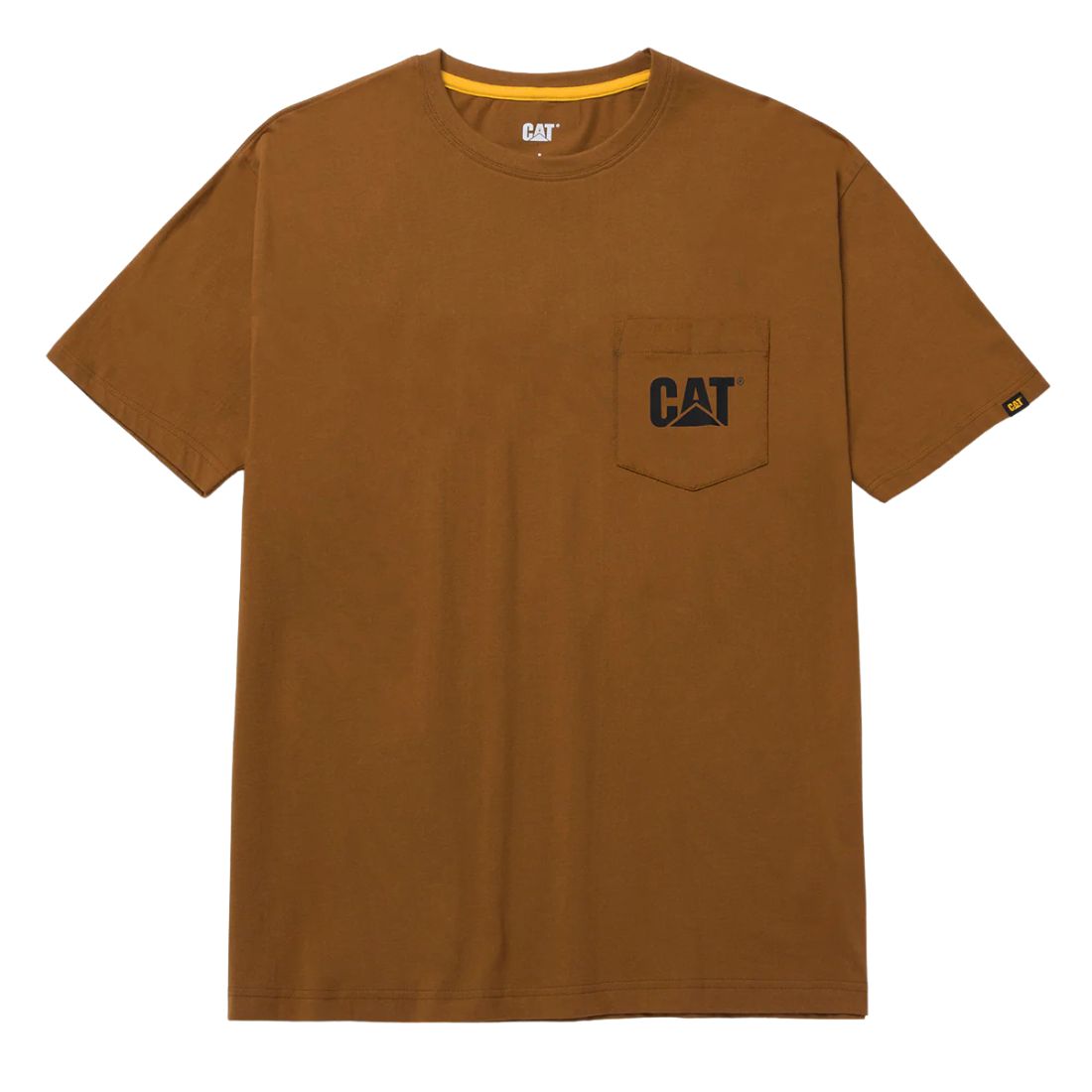 CAT Men's Short Sleeve Logo Pocket Work T-Shirt - Durable Cotton Tee for Construction, Landscaping & Outdoor Work (Bronze, Style 1510552) - Perfect for Job Sites, Casual Wear & Everyday Comfort