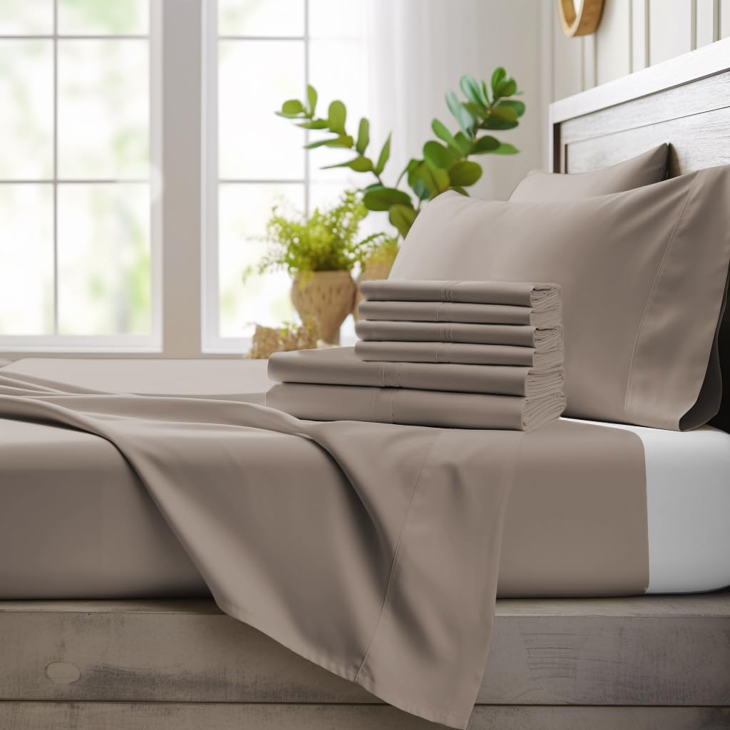 Bamboo Bay 6-Piece Queen Size Sheet Set - 100% Viscose Bamboo Bed Sheets, Breathable & Ultra Soft Cooling Bedding for Hot Sleepers, Deep Pocket Fits 16