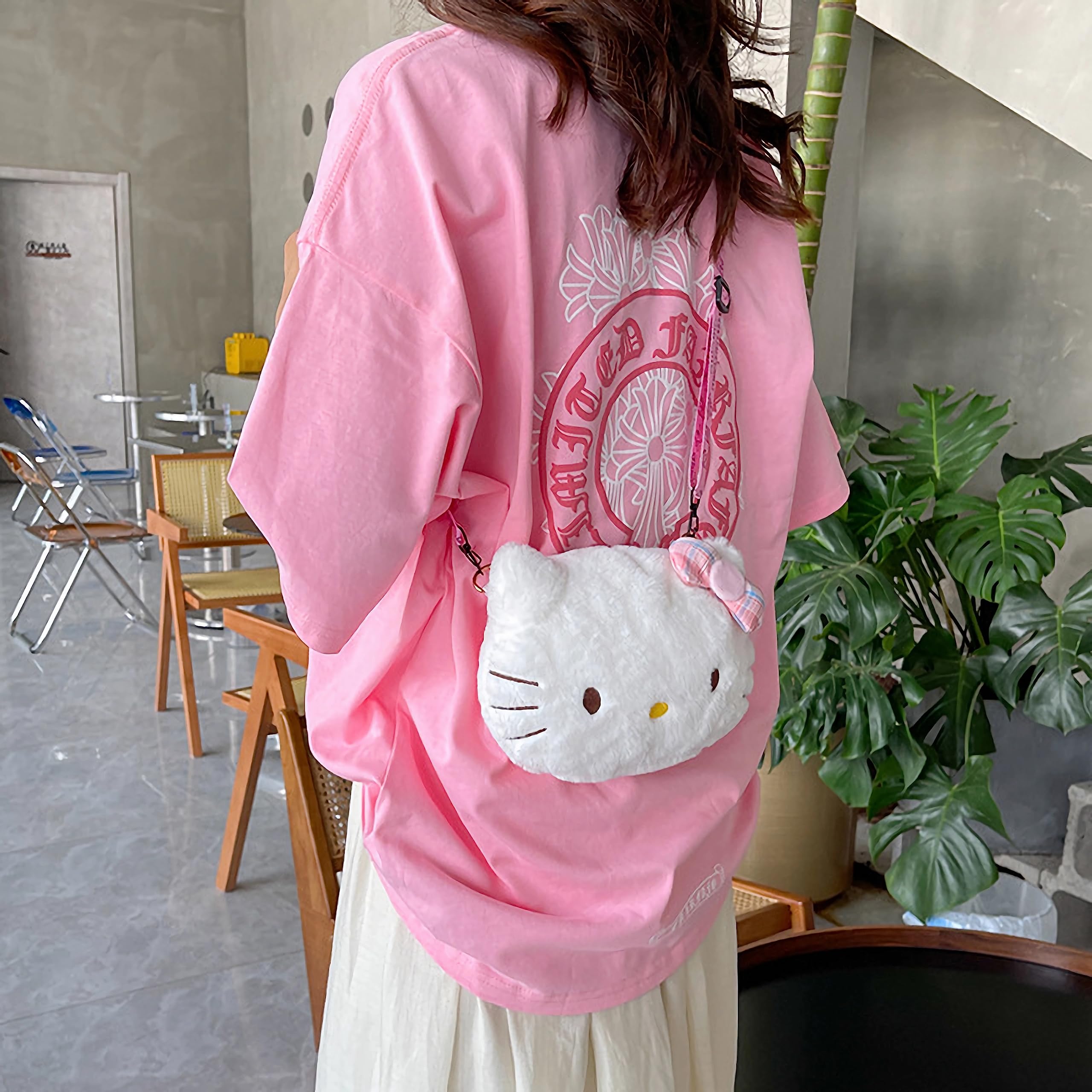 Adorable Plush Crossbody Purse for Girls - Cute Bowknot Shoulder Bag (White) | Perfect for School, Travel & Everyday Use