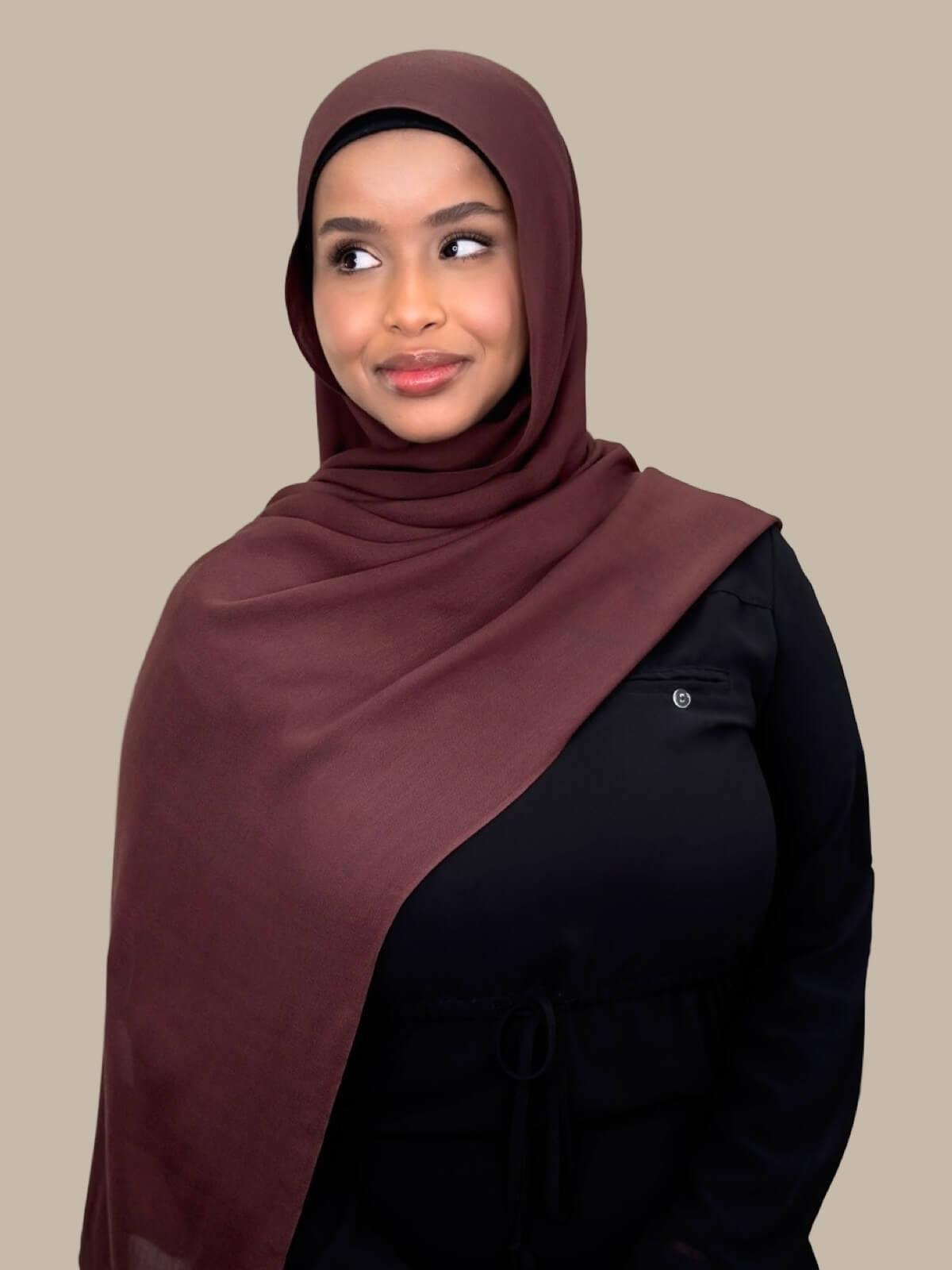 Premium Cotton Modal Hijab Scarf - Soft & Breathable Raisin Brown - Perfect for Daily Wear, Prayer, and Fashion Accessories