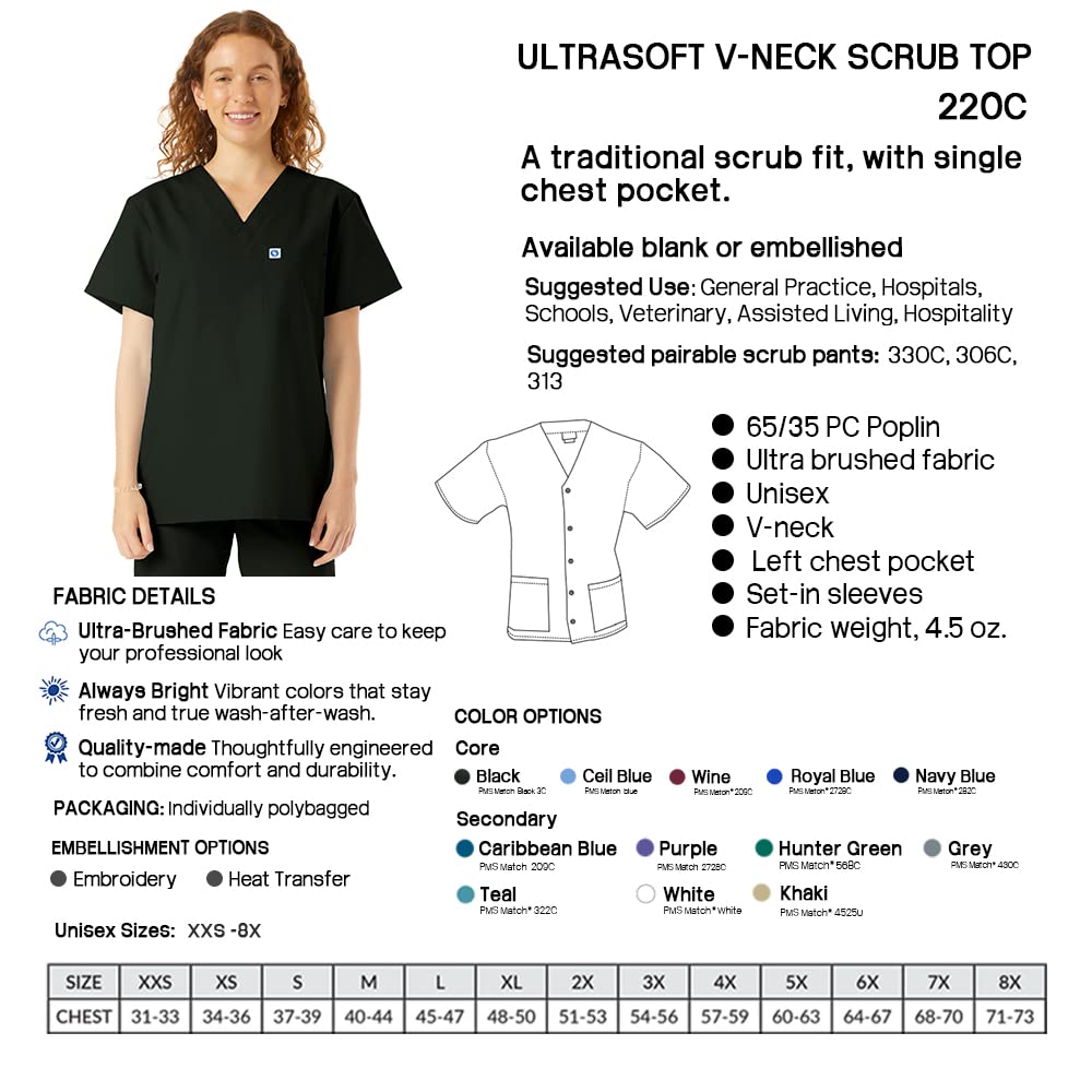 Premium Unisex V-Neck Scrub Top for Doctors & Nurses - Comfortable Medical Workwear for Hospital, Lab & Yoga | Ideal for Healthcare Professionals & Clinical Settings