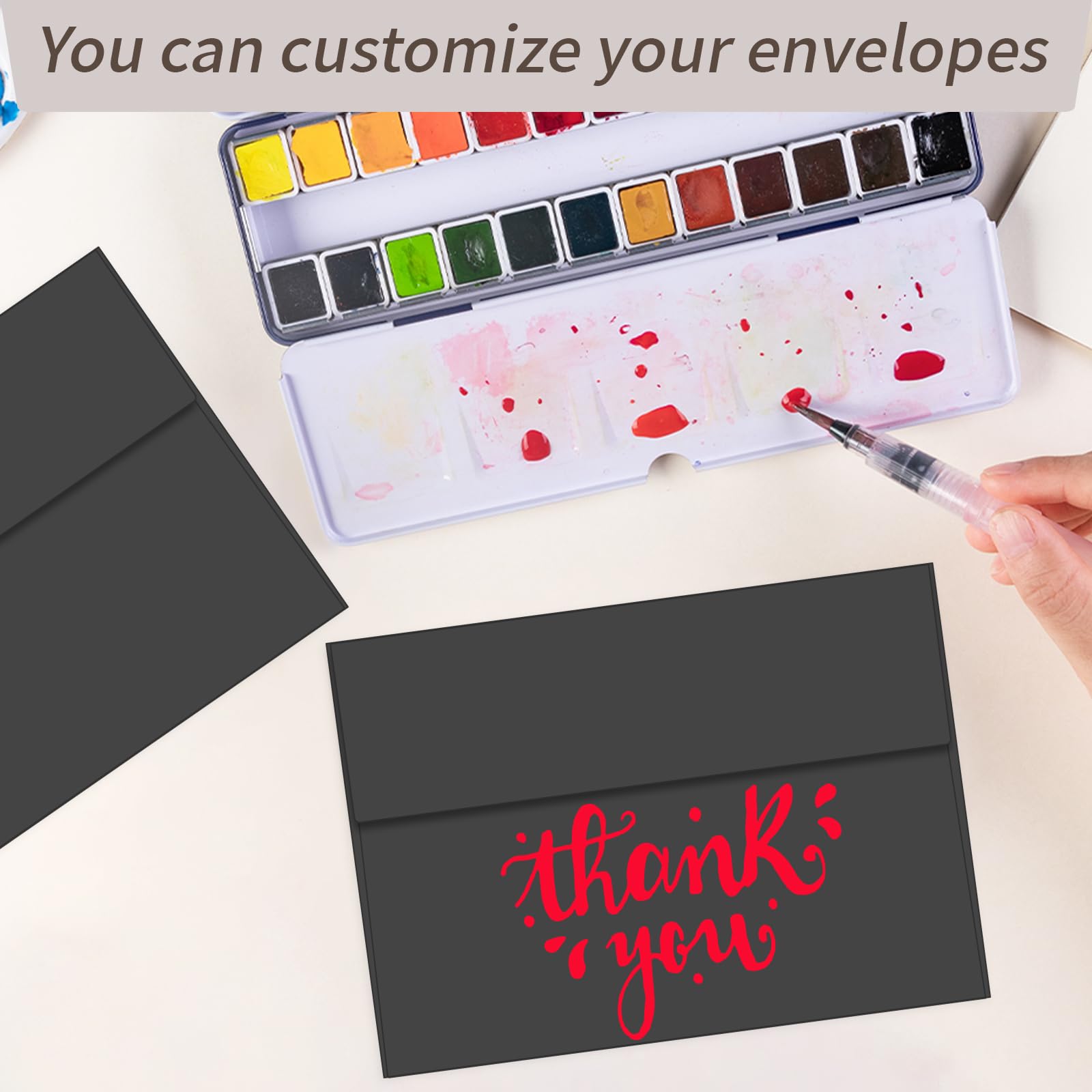 100 Pack 4x6 Self Seal Envelopes - A6 Size Invitation Envelopes for Wedding, Birthday, Baby Shower & Party Cards - Premium Black Stationery for Greeting Cards, RSVPs & Mailing (Black)