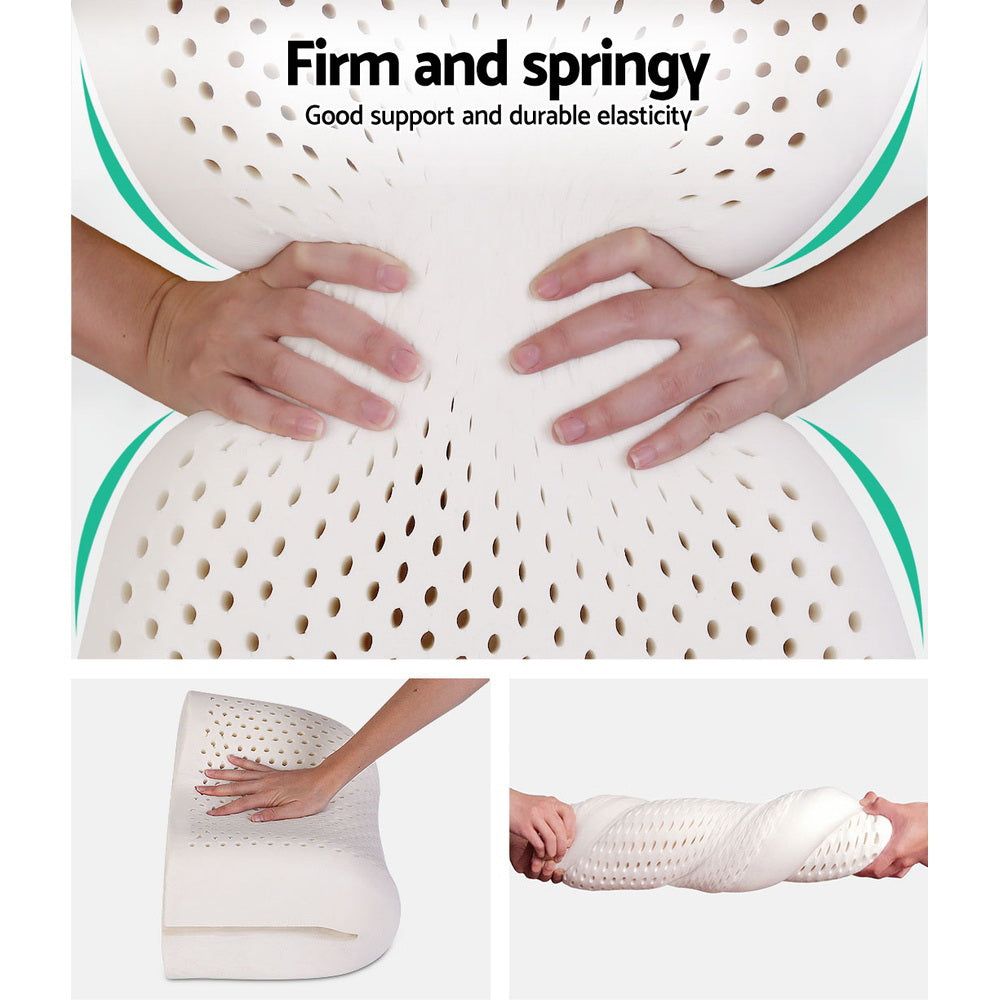 Premium Giselle Bedding Natural Latex Pillow - 2 Zone Support, Twin Pack for Side & Back Sleepers - Perfect for Home, Travel & Guest Rooms