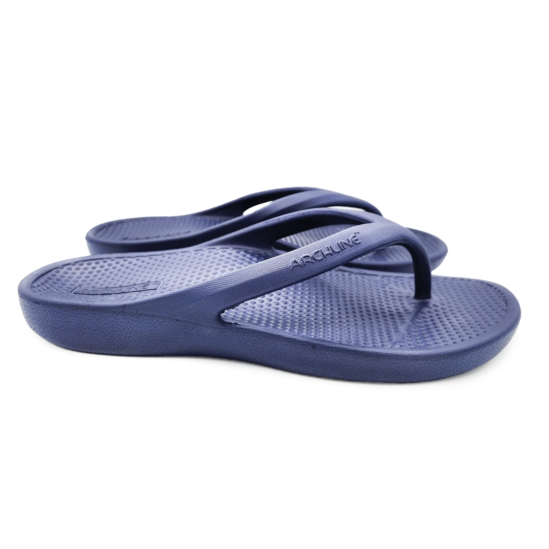 Archline Rebound Orthotic Thongs for Women & Men - Navy Blue Comfort Sandals with Arch Support for Plantar Fasciitis Relief - Perfect for Walking, Travel & Everyday Wear
