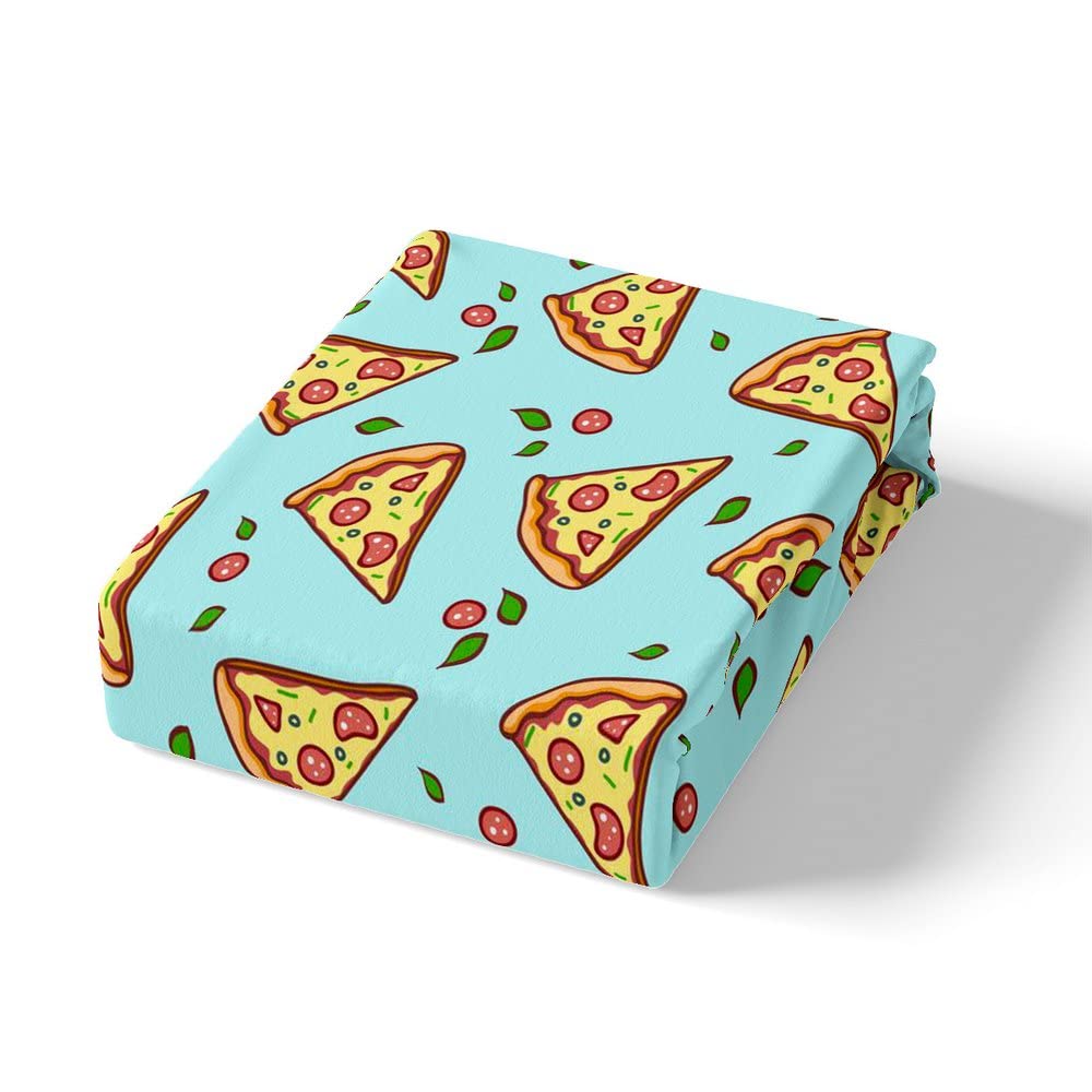 Feelyou Pizza Themed Bed Set - Fast Food Print Twin Size Bedding for Kids & Teens - Includes 1 Sheet & 1 Pillowcase - Fun Food Design for Boys & Girls Bedrooms - Perfect for Pizza Lovers' Rooms, Sleepovers & Themed Parties