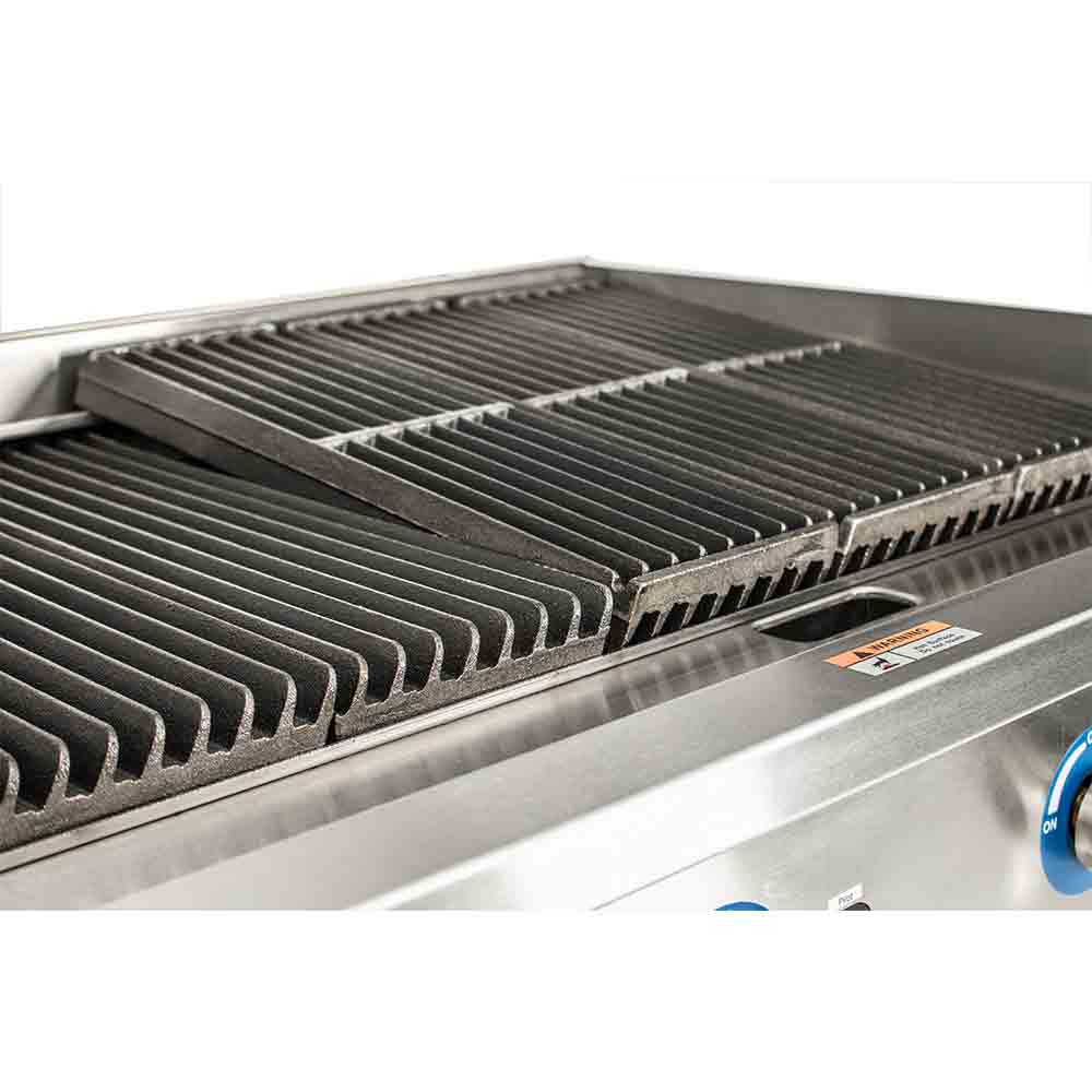 Globe GCB36G CR 36-Inch 3-Burner Radiant Gas Countertop Charbroiler - Commercial Restaurant Grill for Burgers, Steaks & Seafood - Perfect for Kitchens, Food Trucks & Outdoor Catering