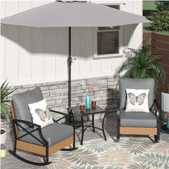 9 Ft Patio Umbrella for Outdoor - Half Market Umbrella with Crank Lift, UV Protection & Waterproof Canopy - Perfect for Garden, Poolside, Deck, and Balcony Use