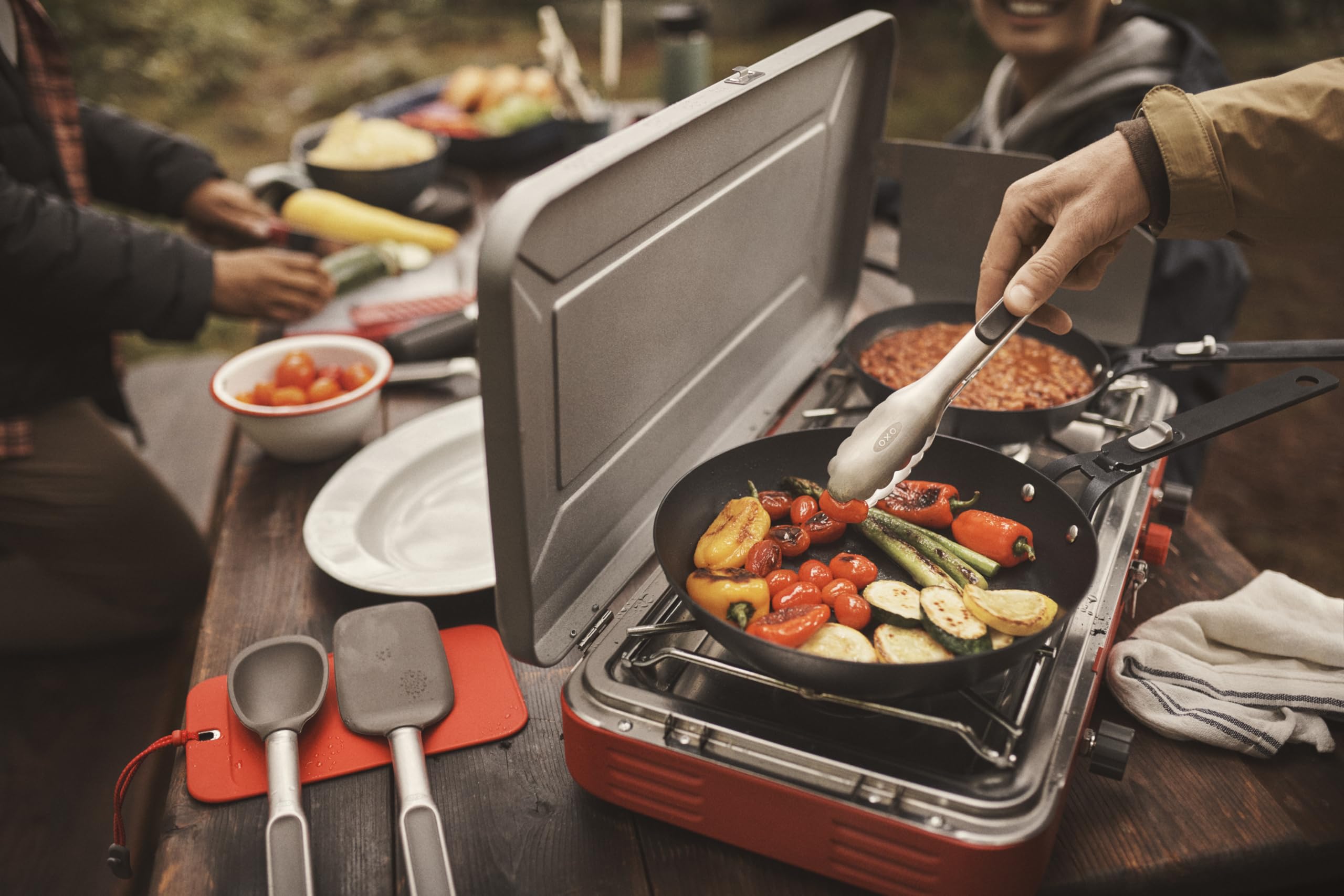 OXO Outdoor 4-Piece Camping Utensil Set - Lightweight & Durable Spork, Knife, Spoon & Fork for Hiking, Backpacking & Picnics | Compact Travel Cutlery Kit for Campers & Outdoor Enthusiasts