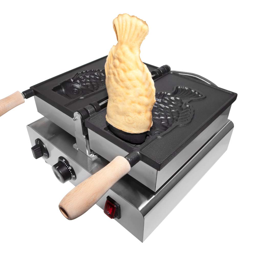 Electric Taiyaki Fish Waffle Maker Machine - Nonstick Coating Commercial-Grade 110V for Home & Business Use - Perfect for Japanese Street Food, Dessert Shops, and Party Snacks