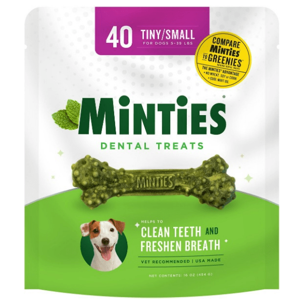Minties Small Dental Bones for Dogs - Natural Teeth Cleaning Chews for Small Breeds - Freshens Breath & Reduces Plaque - Perfect for Daily Oral Care & Training Treats