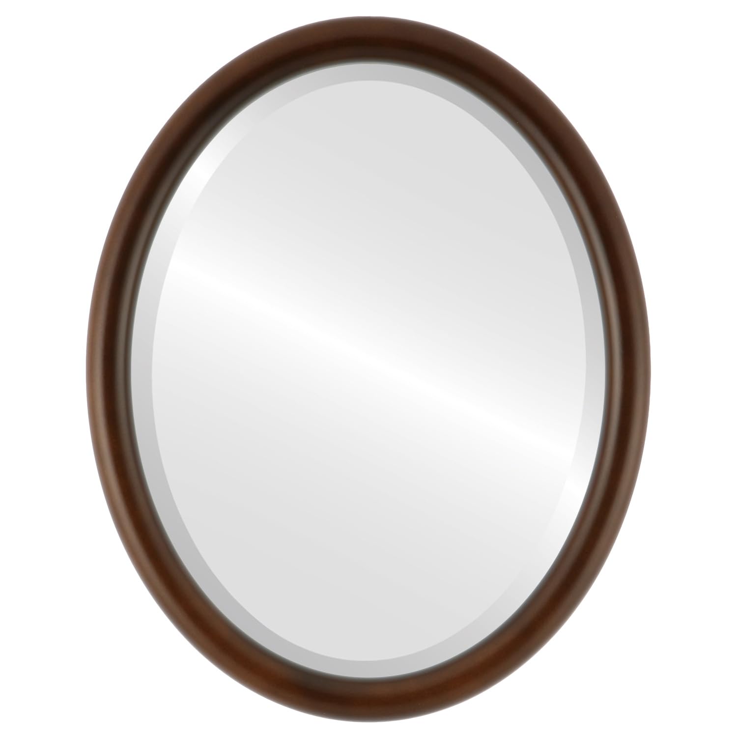 Oval Wooden Beveled Wall Mirror - 14x18 Inches Walnut Frame - Elegant Home Decor for Bathroom, Vanity, Bedroom, Living Room & Hallway - Perfect for Adding Depth & Style to Small Spaces