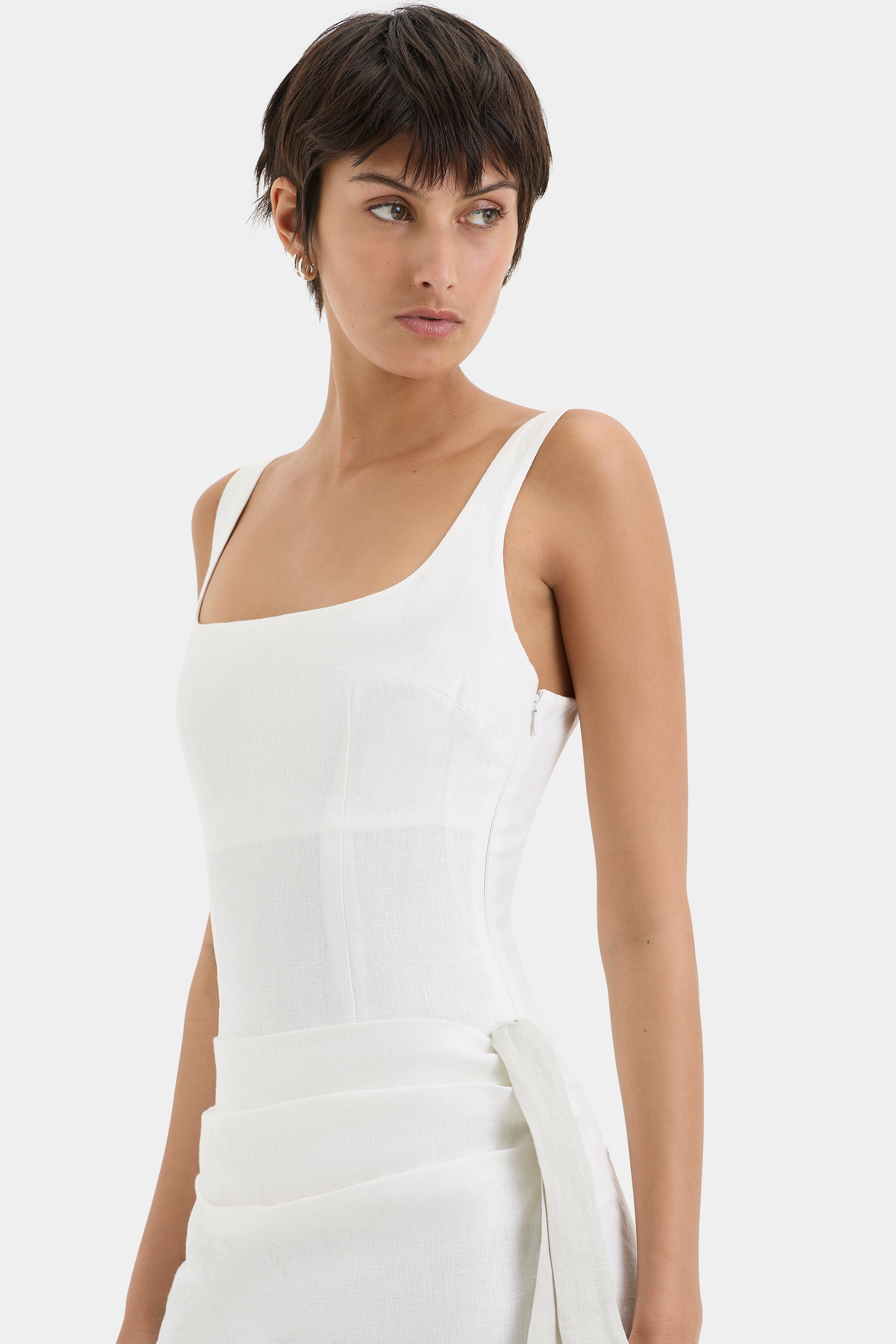 Jessamine Tie Mini Dress - Women's Elegant Sleeveless Summer Party Dress for Cocktail, Wedding & Date Night