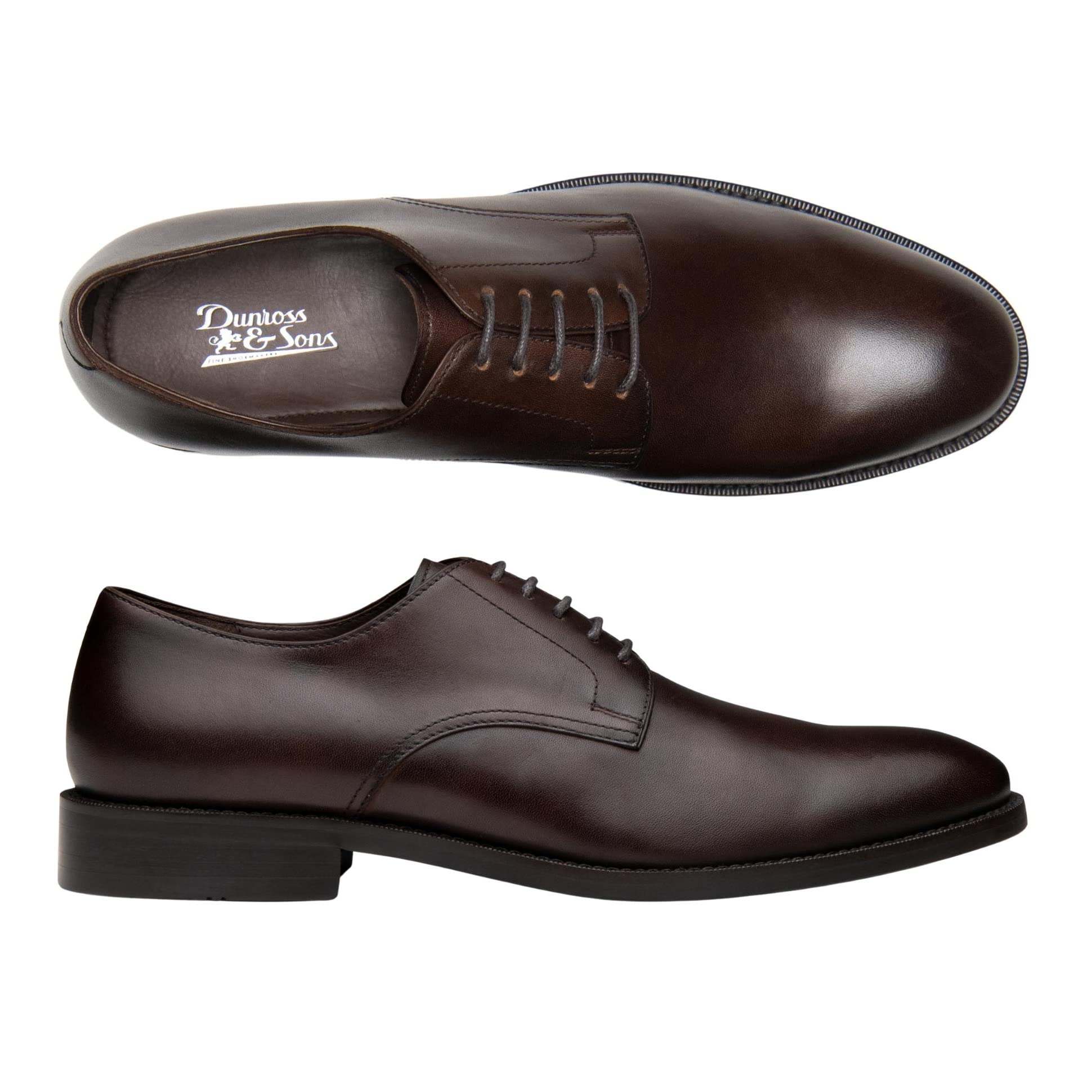 Dunross & Sons Premium Men's Dress Shoes - Genuine Leather Lace-Up Oxfords with Breathable Lining & Anti-Slip Rubber Sole | Formal Office Wear & Wedding Attire
