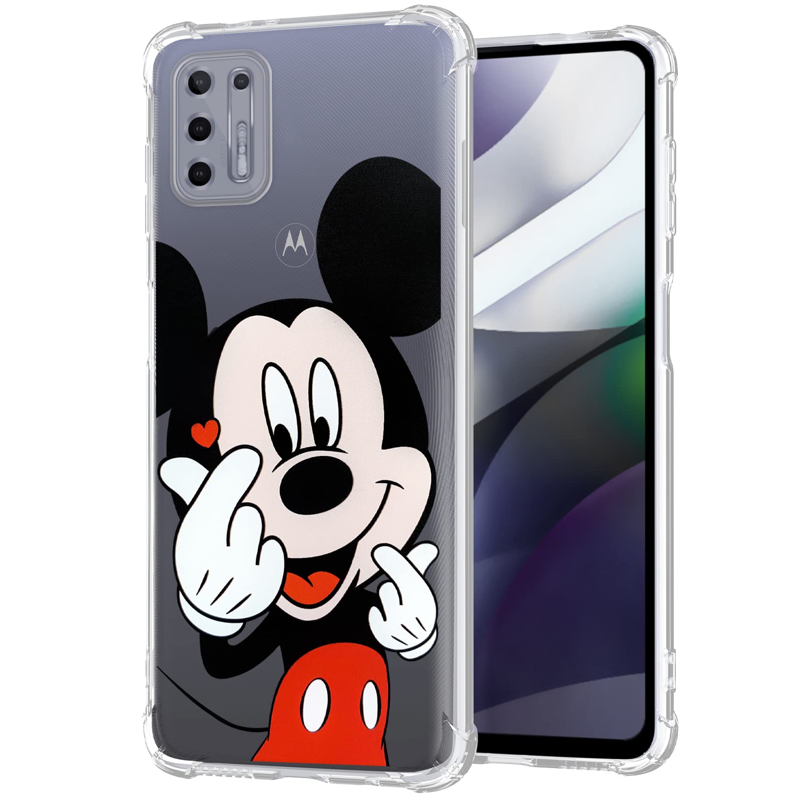 Oqplog Heart Mkey TPU Case for Motorola Moto G Stylus 2021 - Cute Cartoon Clear Kawaii Soft Phone Cover for Girls, Boys, Women - 50th Anniversary Fun Design - Perfect for School, Work & Everyday Use
