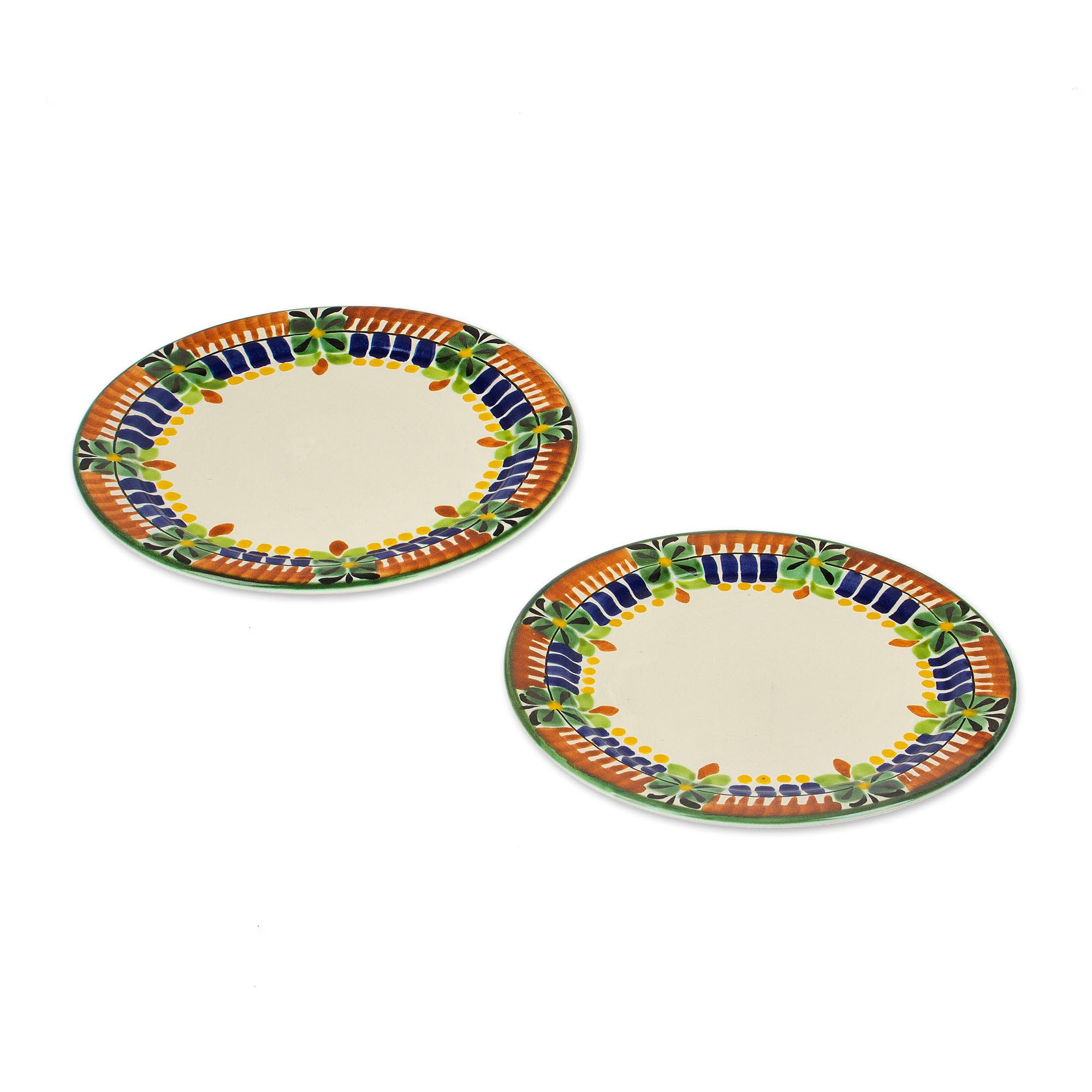 Colorful Handmade Ceramic Plates 'Acapulco' Set of 2 - Mexican Folk Art Decorative Dishes for Wall Display, Dining Table Centerpiece, or Gift Giving