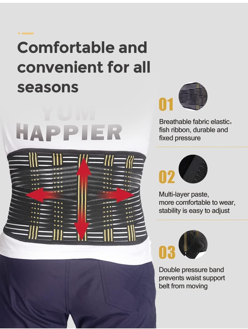 Best Back Brace for Lower Back Pain Relief - Breathable & Adjustable Lumbar Support Belt for Herniated Disc, Sciatica & Scoliosis - Ideal for Office Work, Driving & Post-Surgery Recovery