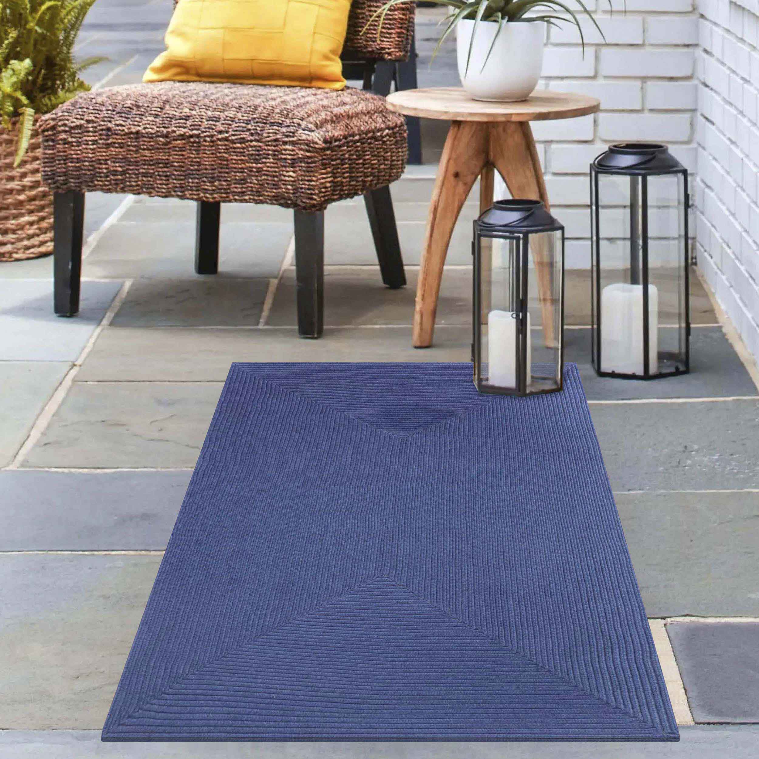 Bohemian Rectangle Braided Area Rug - Non-Slip Indoor Outdoor Rug for Living Room, Bedroom, Patio - Soft Woven Jute Natural Fiber Floor Mat for Home Decor