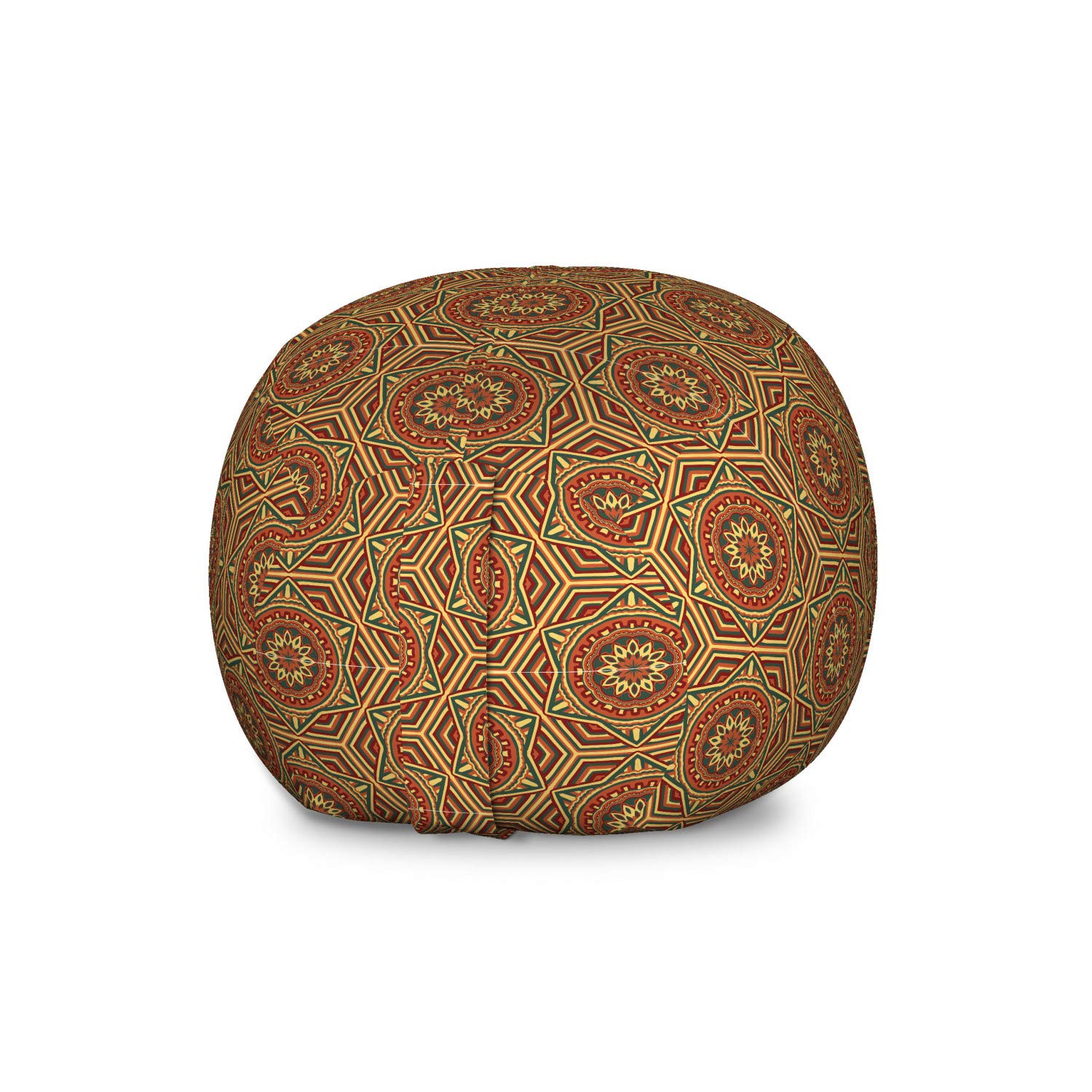 Ambesonne Oriental Toy Storage Bag Chair - Large Washable Stuffed Animal Organizer with Symmetric Colorful Antique Design in Burnt Orange & Hunter Green - Perfect for Kids' Room, Nursery, and Playroom Organization