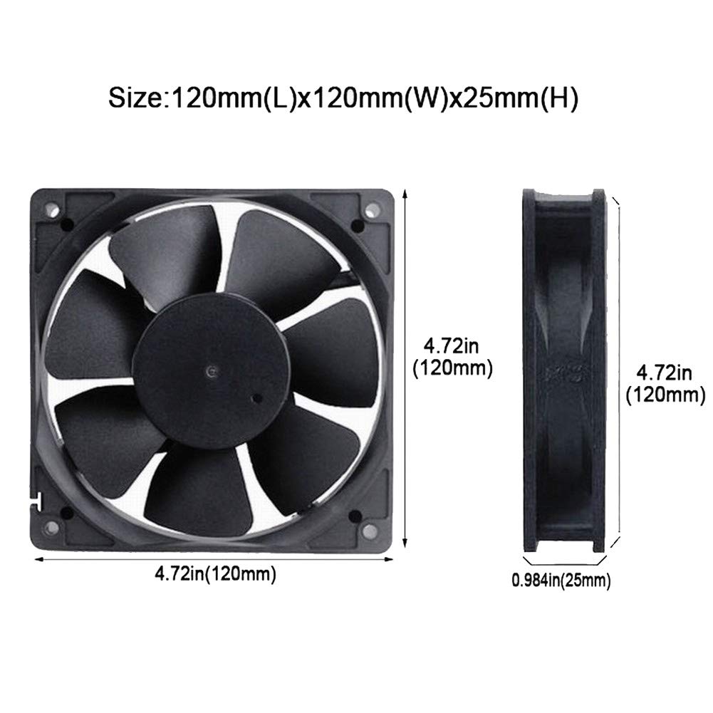 GDSTIME 120mm 48V DC Brushless Cooling Fan with Dual Ball Bearings - 120x120x25mm High Performance Cooling for PC, Server, and Industrial Equipment