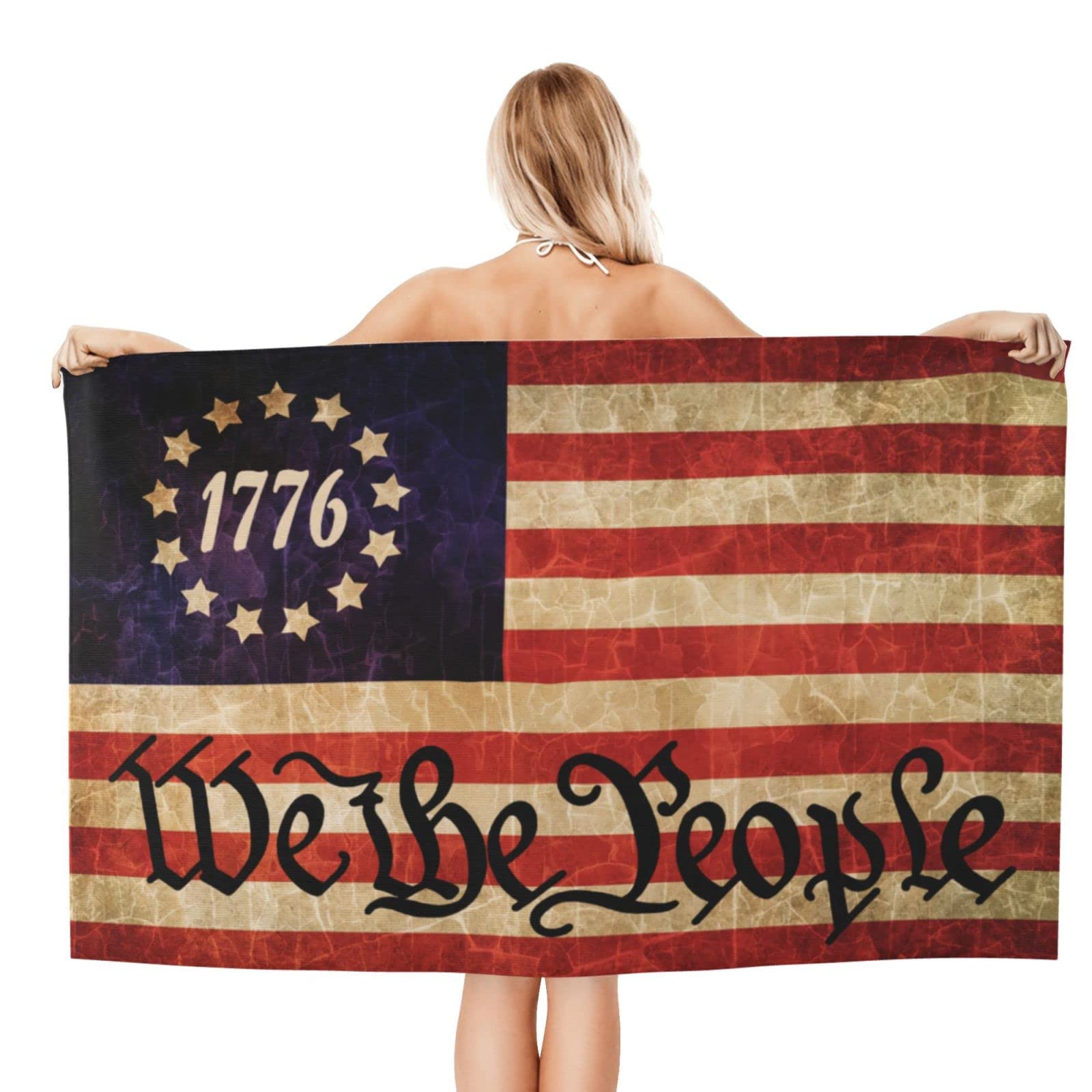 We The People Betsy Ross 1776 American Flag Beach Towel - Large 40x60 Inch Quick Dry Towel for Swimming, Yoga, Gym & Travel - Patriotic Bath Towel for Men & Women - Perfect for Beach, Pool & Outdoor Activities