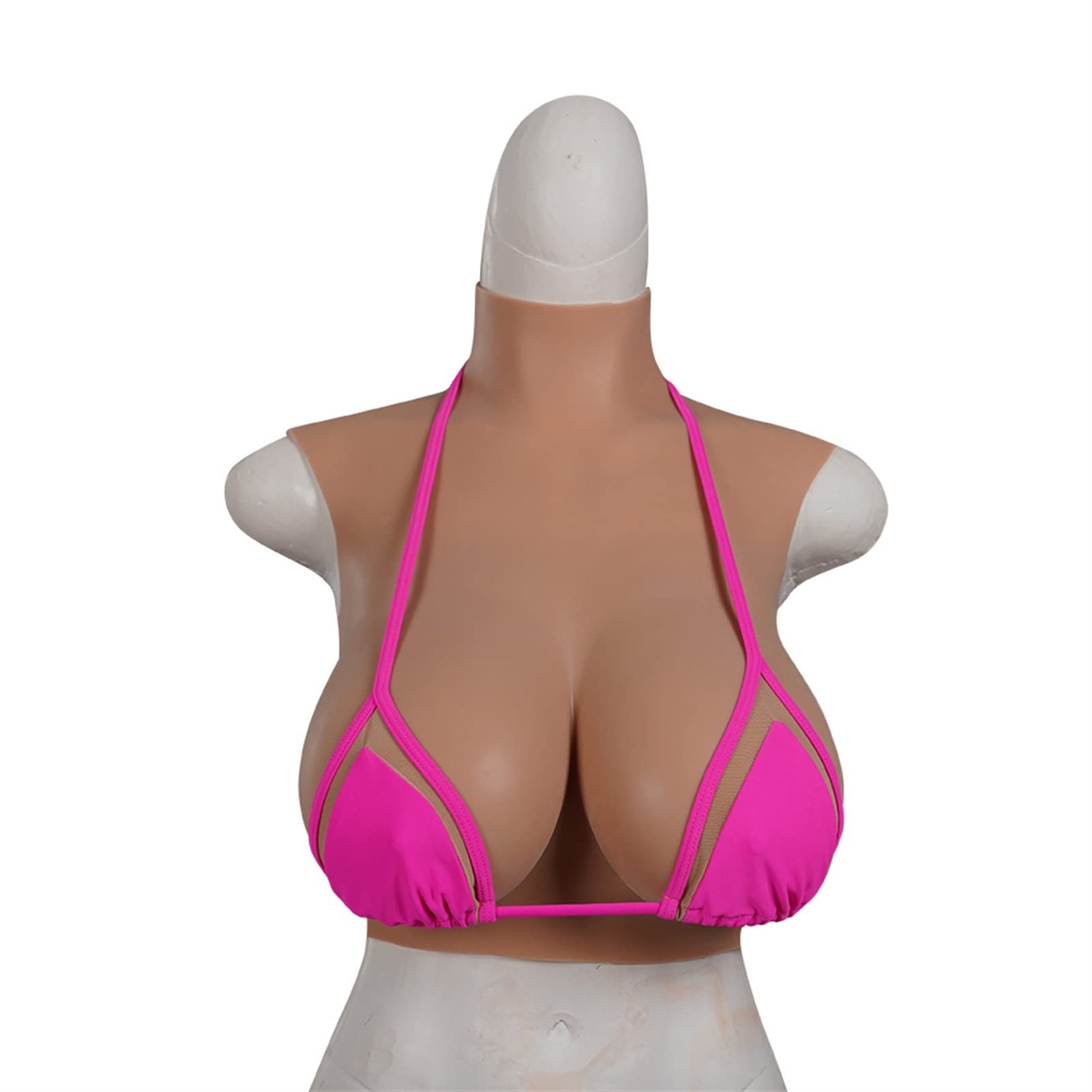 Realistic Silicone Breast Prosthesis - F Cup Silicone Filled Fake Boobs for Drag Queens & Crossdressers - Asian Yellow Skin Tone - Perfect for Cosplay, Theater & Gender Transformation