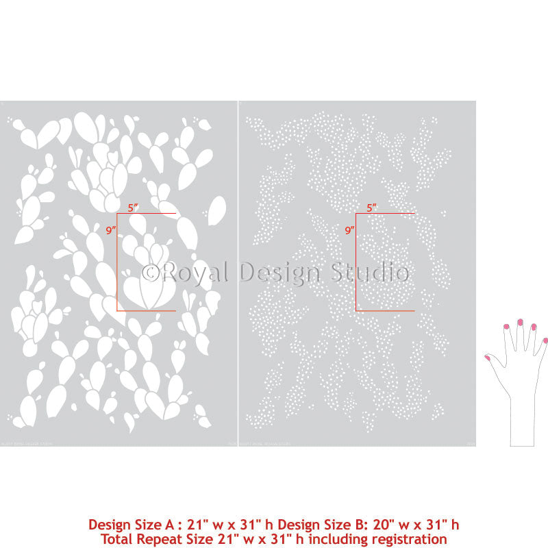 Everlasting Cacti Bonnie Christine Wall Stencil - Reusable DIY Home Decor Stencil for Walls, Furniture & Crafts - Perfect for Bedroom, Nursery & Boho Home Decor