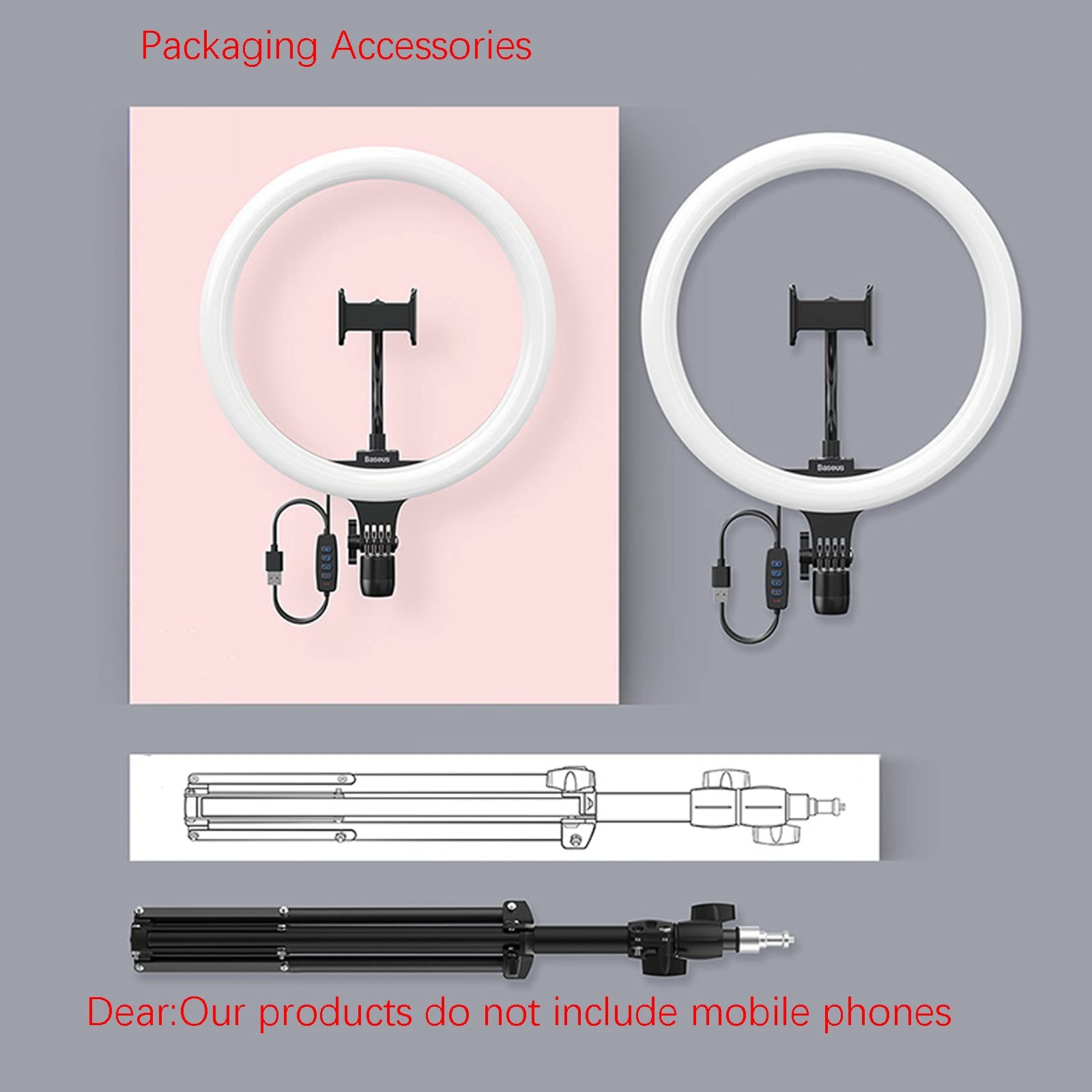 FURUIWUFENG 12-inch Adjustable Phone Stand with Ring Light & Tripod - Dimmable LED Selfie Light for Makeup, TikTok Live Streaming, YouTube Videos (Black) - Perfect for Content Creators, Vloggers & Beauty Enthusiasts