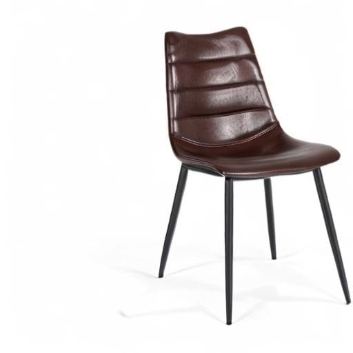 Benjara 2-Piece Brown Leatherette Dining Chairs with Horizontal Stitching - Modern PU Leather Kitchen Chairs for Dining Room, Restaurant & Office