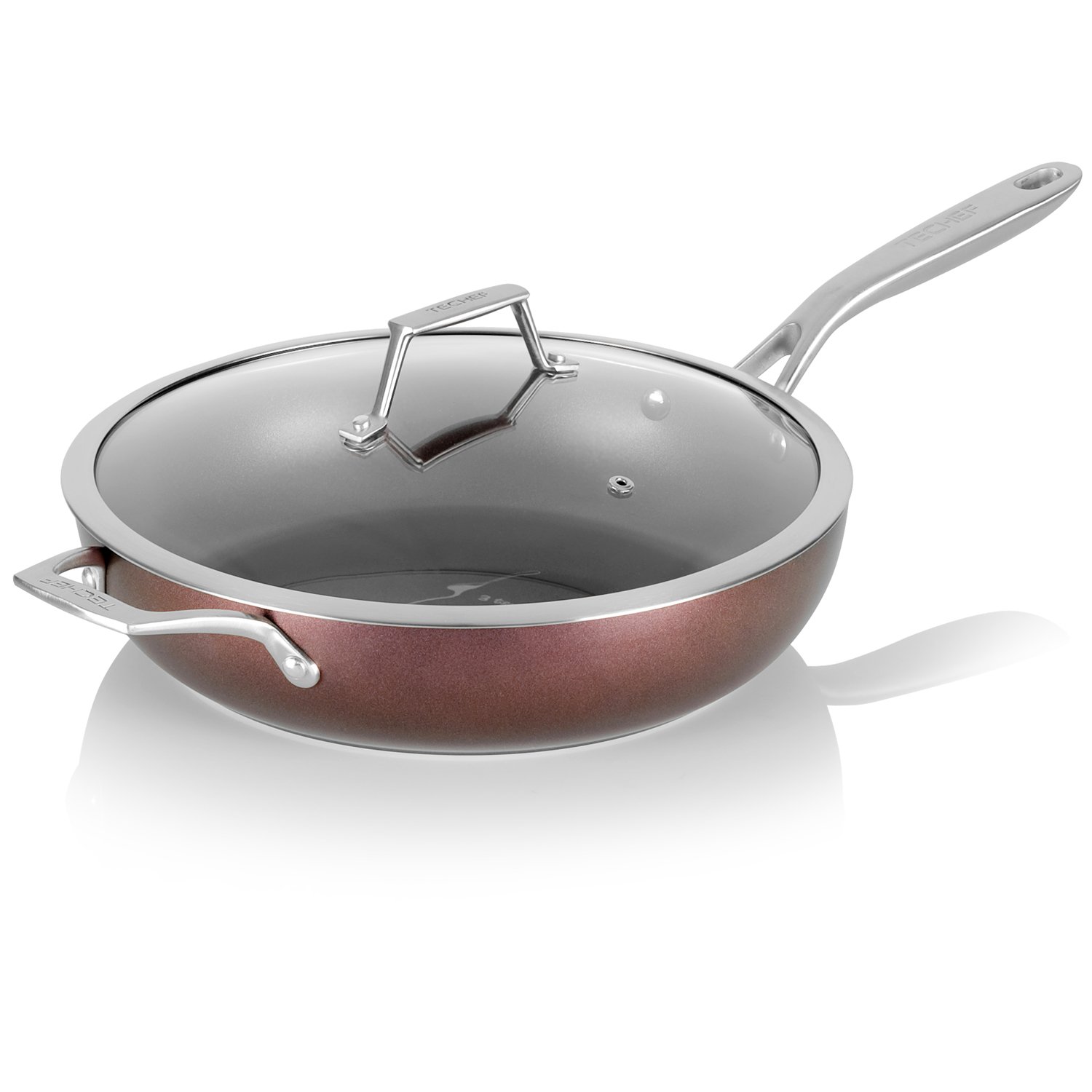 TECHEF 5-Quart Nonstick Saute Pan with Lid - PFOA-Free 5-Layer Teflon Select Coating, Deep Skillet for Frying, Searing & Cooking - Perfect for Home Chefs & Professional Kitchens