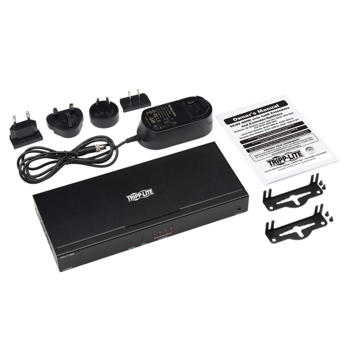 Tripp Lite HDMI Over Cat6 Extender Splitter 4-Port with PoC - 4K@60Hz 4:4:4 TAA Compliant (B127P-004-H) - Perfect for Home Theaters, Conference Rooms & Multi-Display Setups