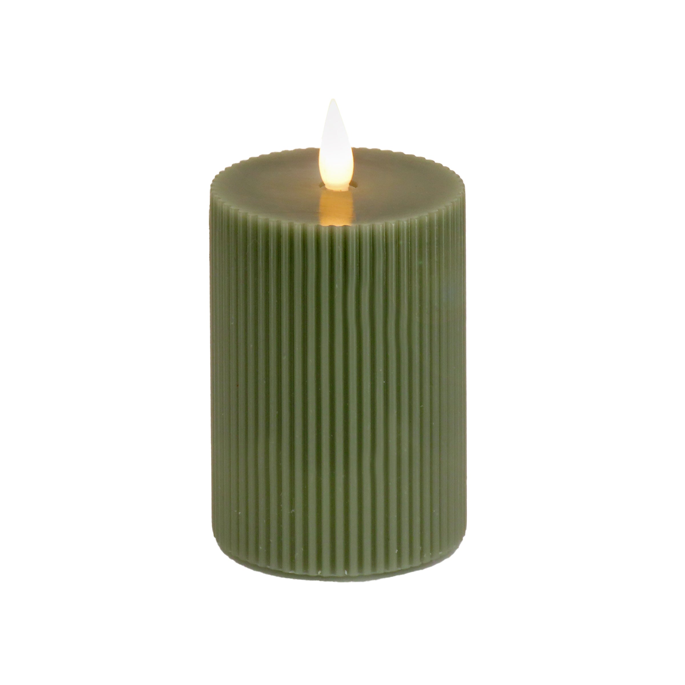 HGTV Home Collection 4x8 Inch Flameless Georgetown Pillar Candle - Dark Green | Battery Operated LED Candles for Home Decor, Wedding Centerpieces & Holiday Ambiance