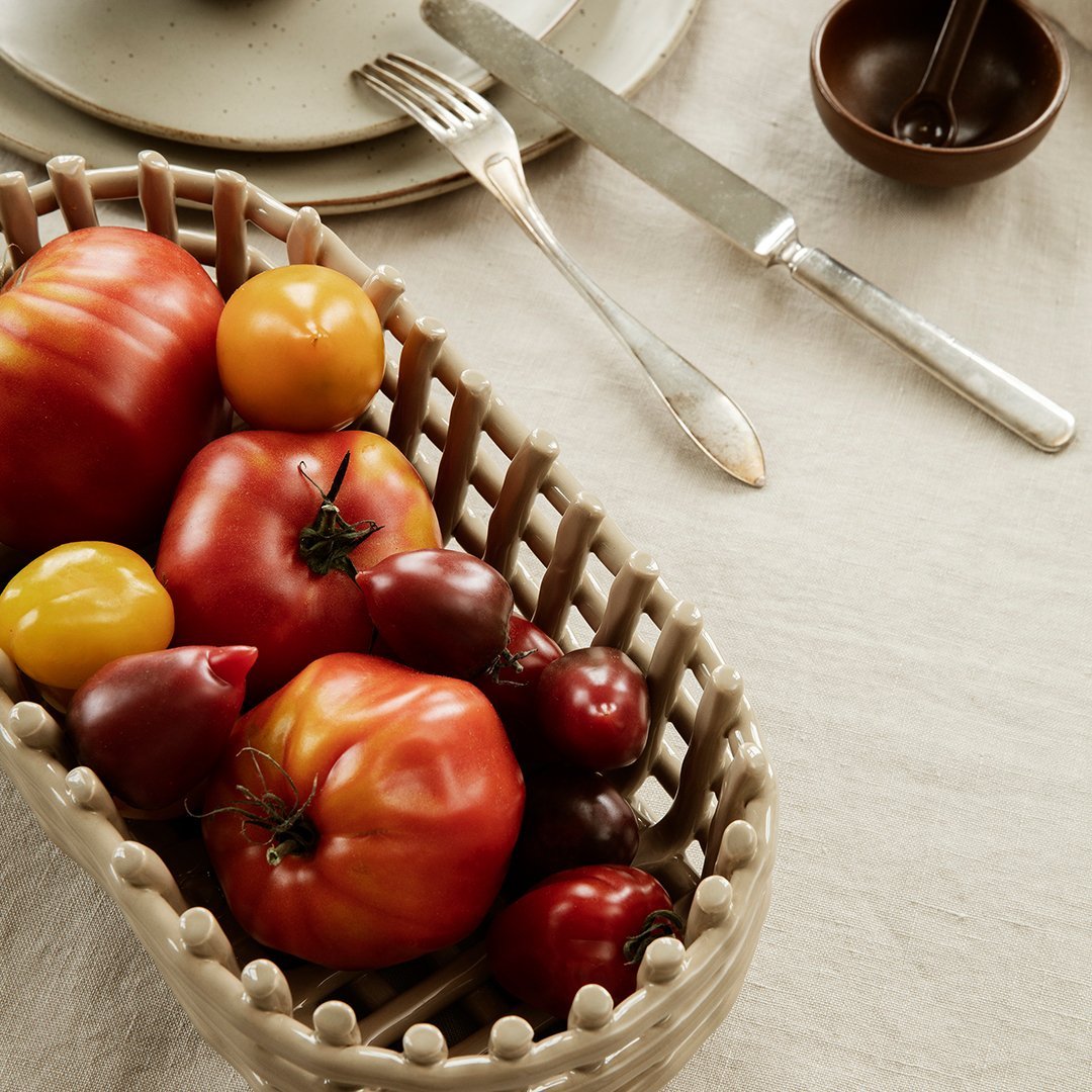 Premium Ceramic Basket - Elegant Oval Design for Home Decor, Kitchen Storage & Gift Giving | Perfect for Fruits, Bread, and Organizing Essentials