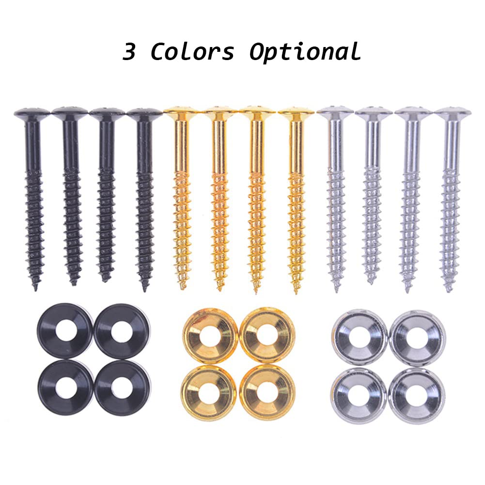4-Piece Guitar Bass Neck Mounting Screws Set with Nuts & Ferrules - Perfect for Guitar & Bass Neck Joint Repairs & Installations