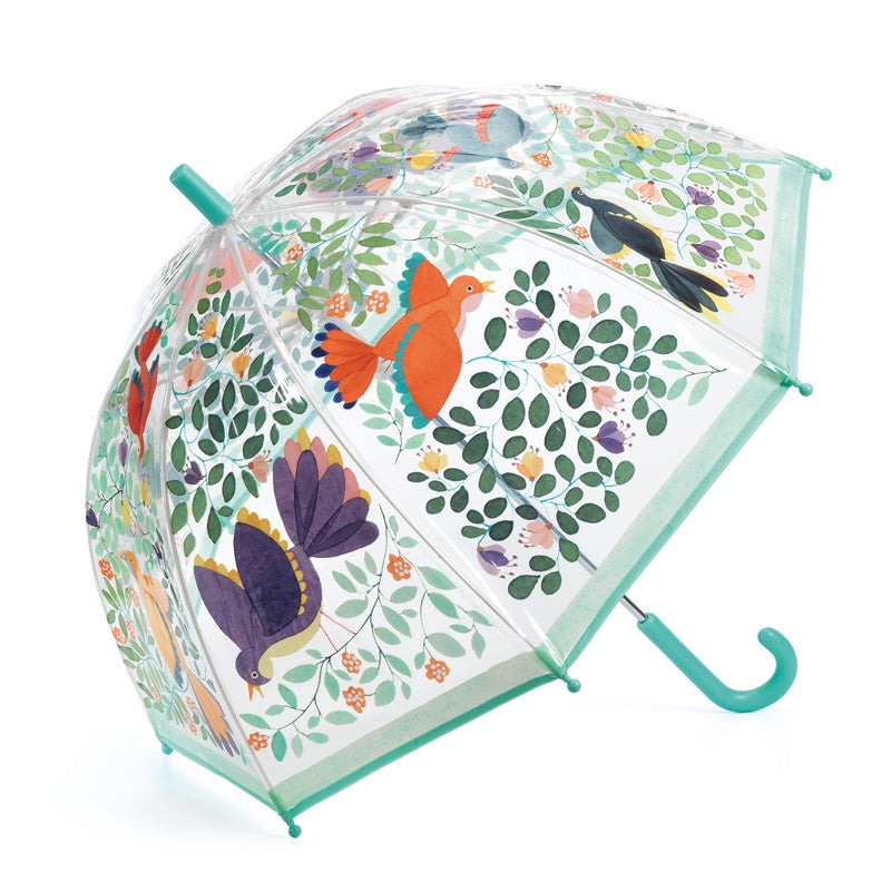 Colorful Flower & Birds PVC Kids Umbrella - Waterproof & Lightweight for Rainy Days, Outdoor Play, and Garden Adventures