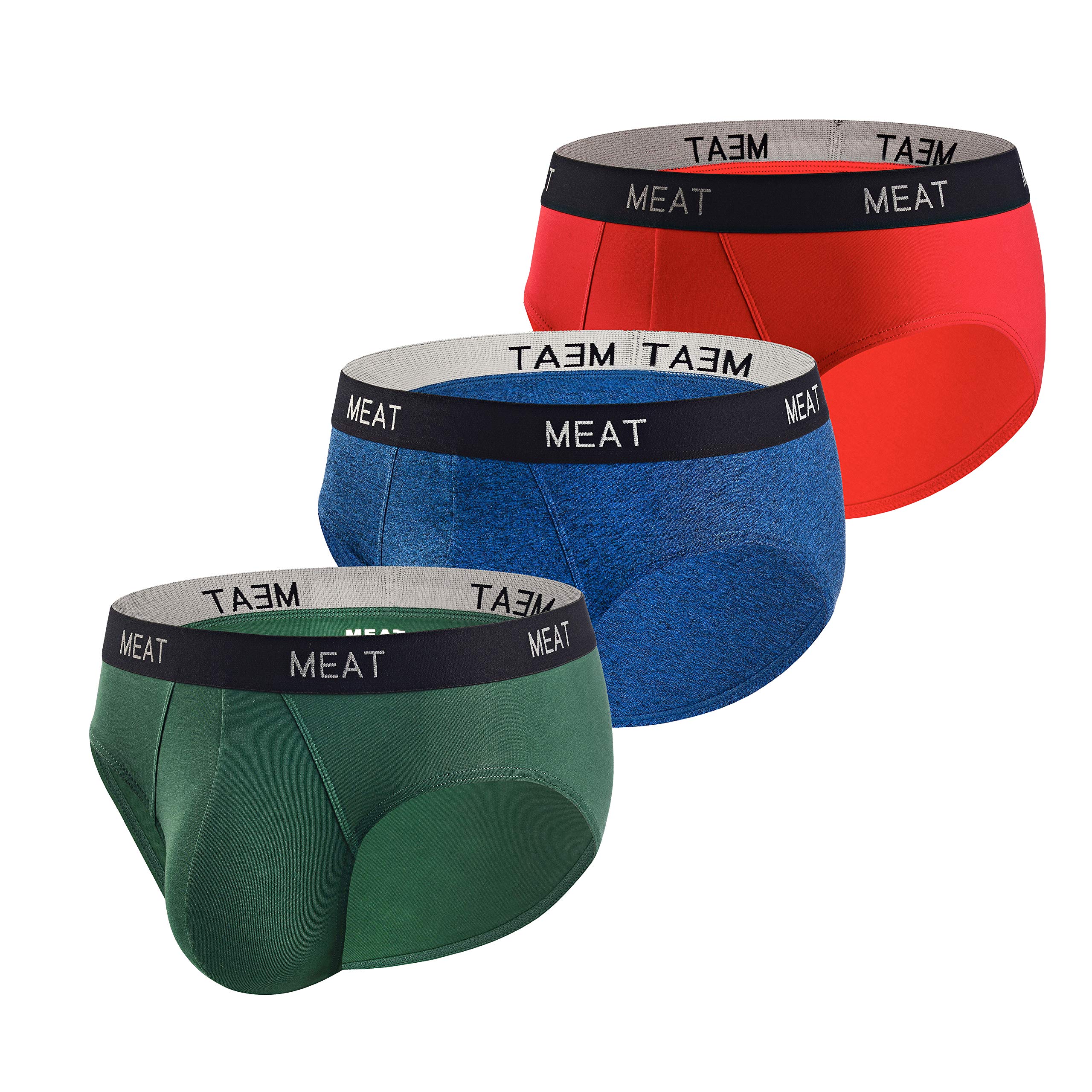 3-Pack Men's Soft Cotton Sporty Fitted Underwear - Breathable Comfort for Active Lifestyle & Daily Wear - MEAT Intimate Briefs for Gym, Workout, and Everyday Use