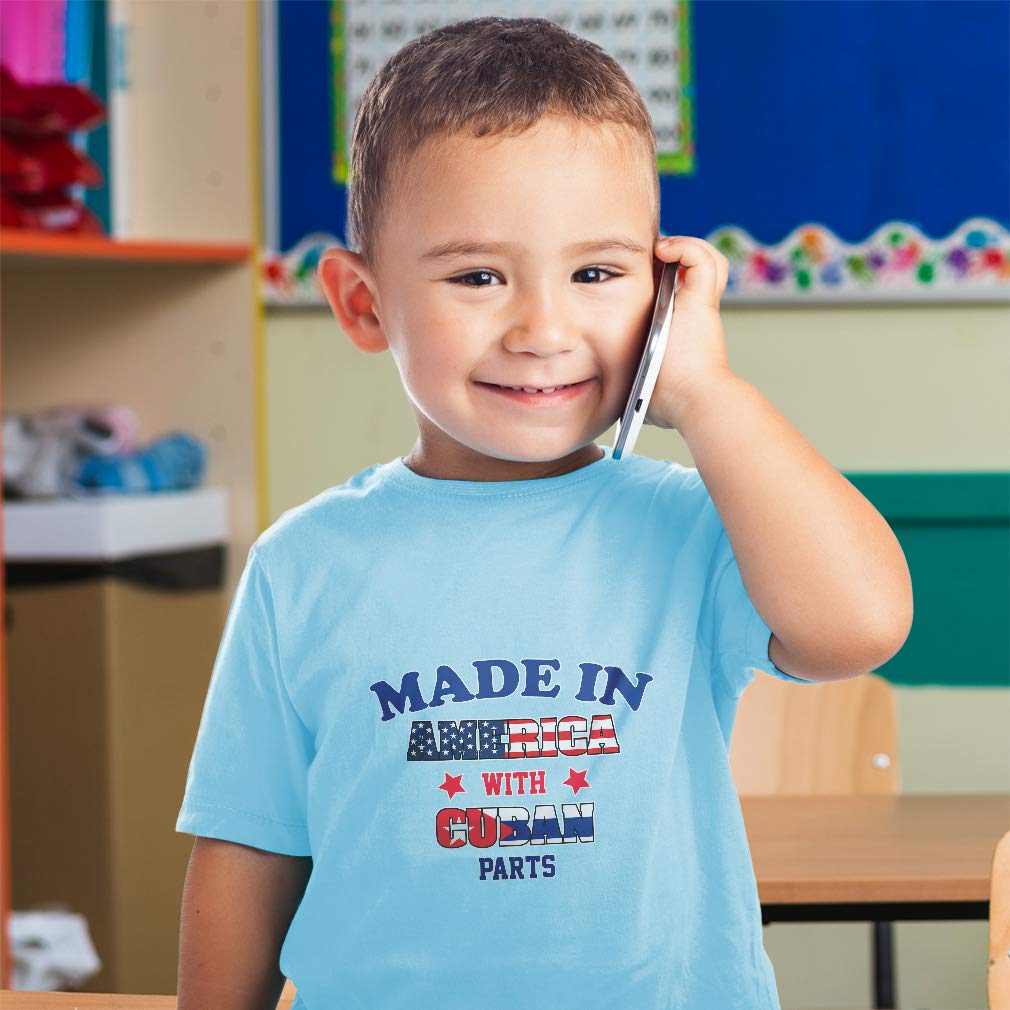 American-Made Toddler T-Shirt with Cuban Collar & USA Flag Design - Perfect for 4th of July, Memorial Day & Patriotic Family Events