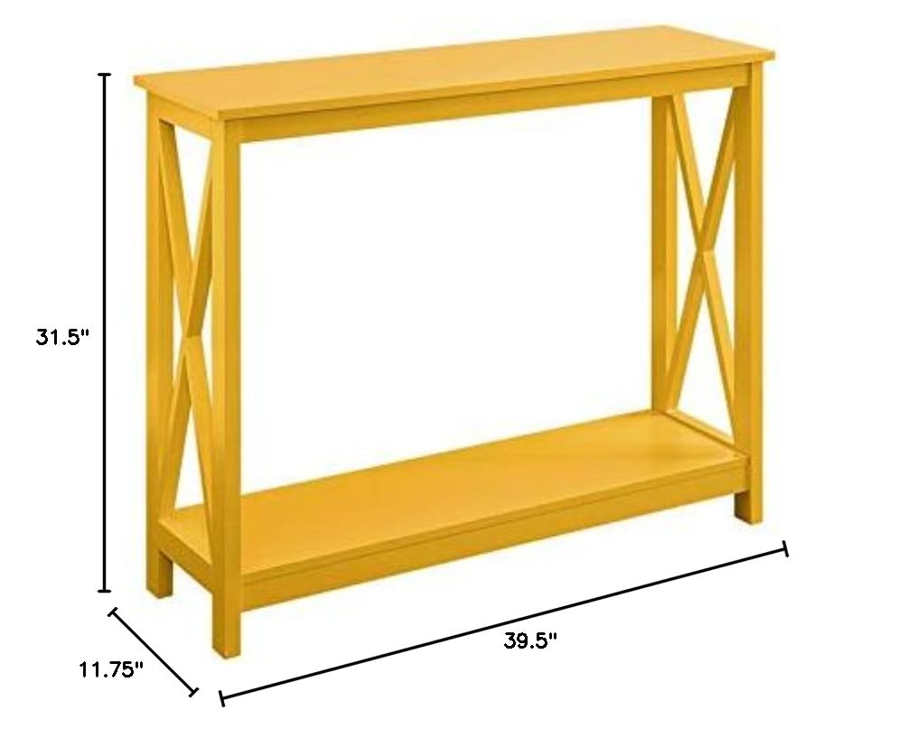 Pemberly Row Transitional Console Table - Yellow Wood Finish Entryway Table for Hallway, Living Room & Foyer Decor