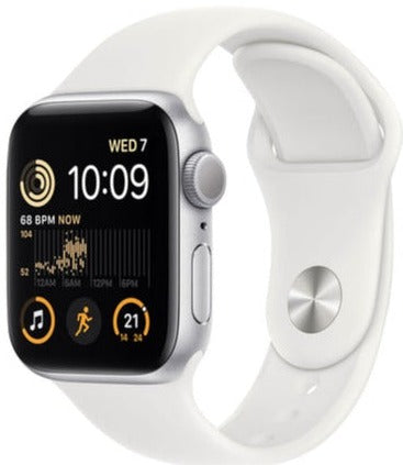 Apple Watch SE 2 (2022) 44mm GPS Smartwatch - Silver Aluminum Case with White Sport Band (M/L Size, Model MNTH3LL/A) | Fitness Tracker, Heart Rate Monitor, Water Resistant for Running, Swimming & Daily Use