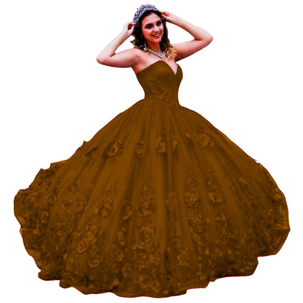 Emanni Women's Sweetheart Applique Princess Prom Party Gowns - Elegant Tulle Quinceanera Dresses for Formal Events, Homecoming, Sweet 16 & Special Occasions