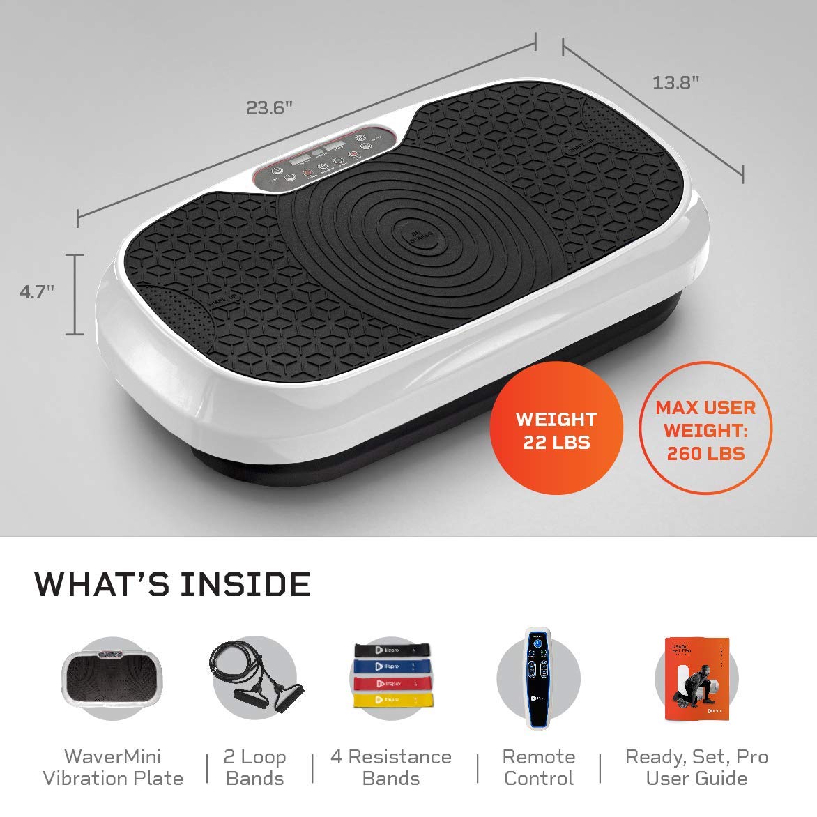LifePro Waver Mini Vibration Plate Exercise Machine – Portable Full Body Workout Platform for Home & Travel, Weight Loss, Toning & Wellness – Includes 2 Loop Bands & 4 Resistance Bands – Perfect for Home Gym, Office Fitness & Travel Workouts