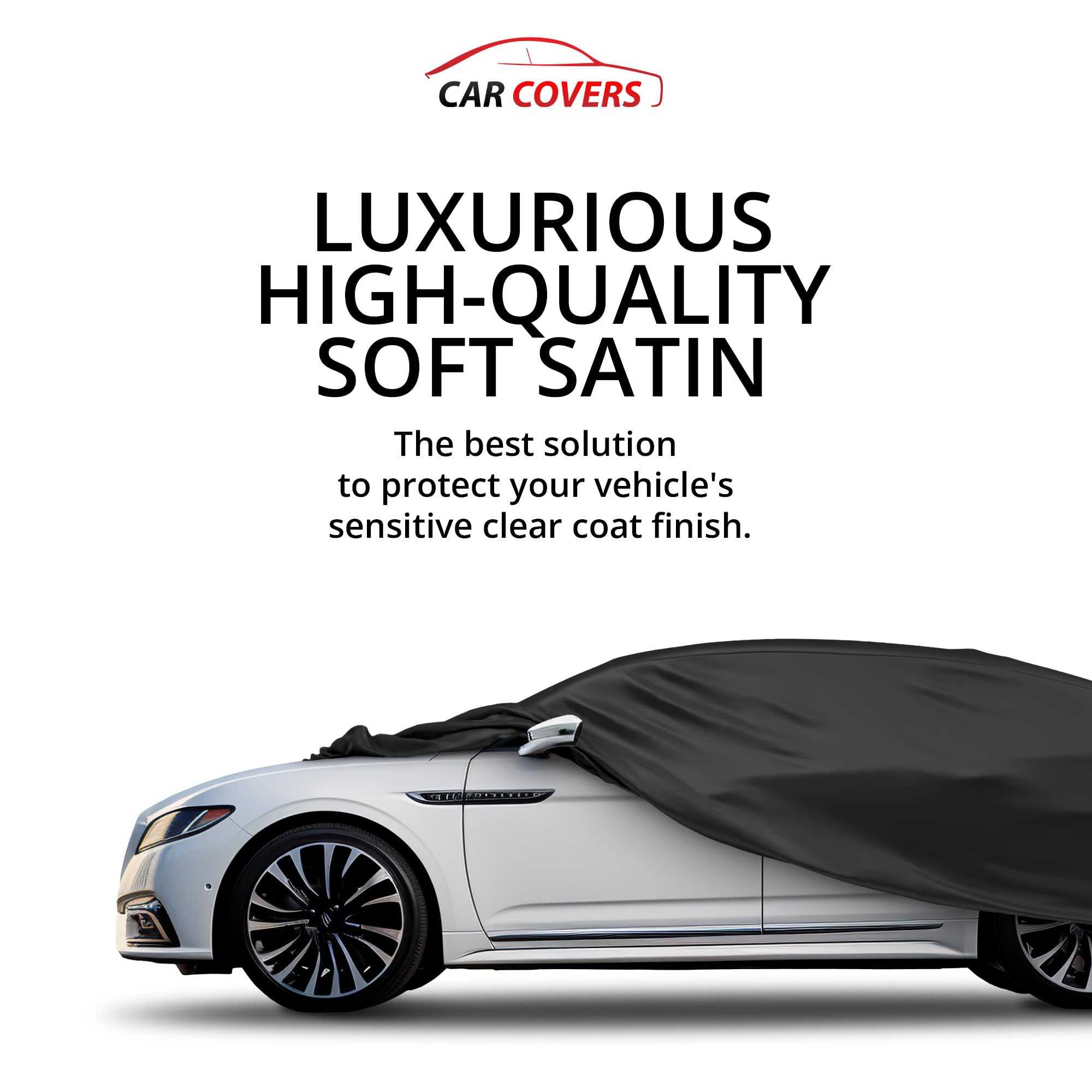 Premium Scratch-Resistant Indoor Car Cover for Lincoln Continental 2017-2019 | Black Satin Ultra-Soft Fabric | All-Weather Protection & Warranty Included | Perfect for Garage Storage & Vehicle Preservation